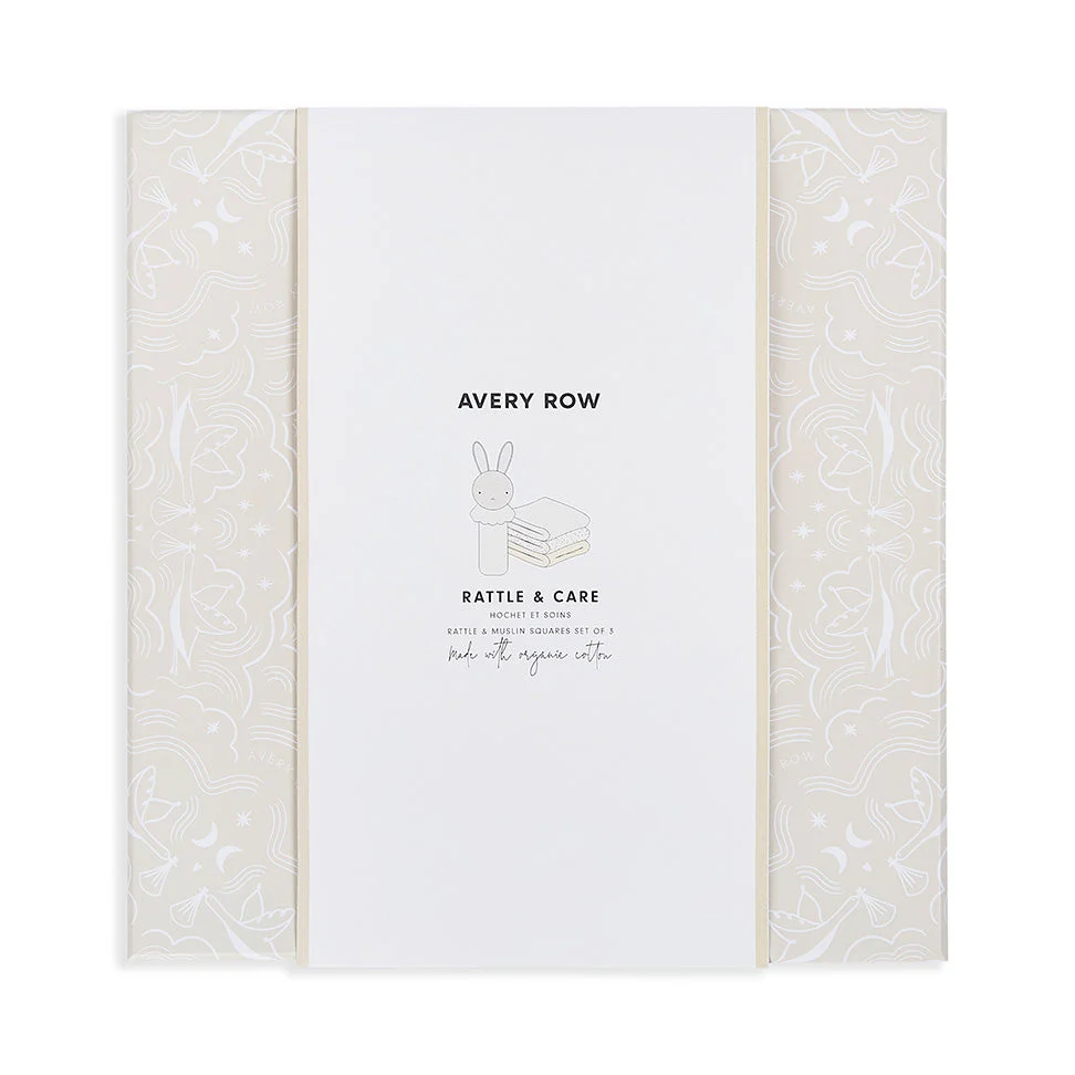 Rattle & Organic Cotton Muslin New Baby Gift Set (Chamomile) - Image 2