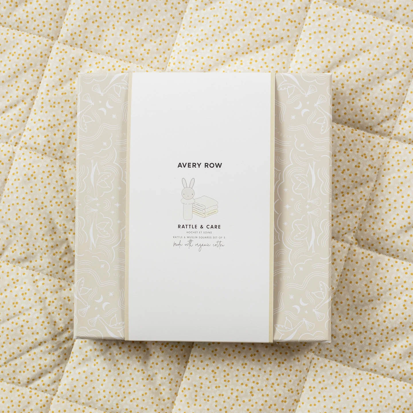 Rattle & Organic Cotton Muslin New Baby Gift Set (Chamomile) - Image 5
