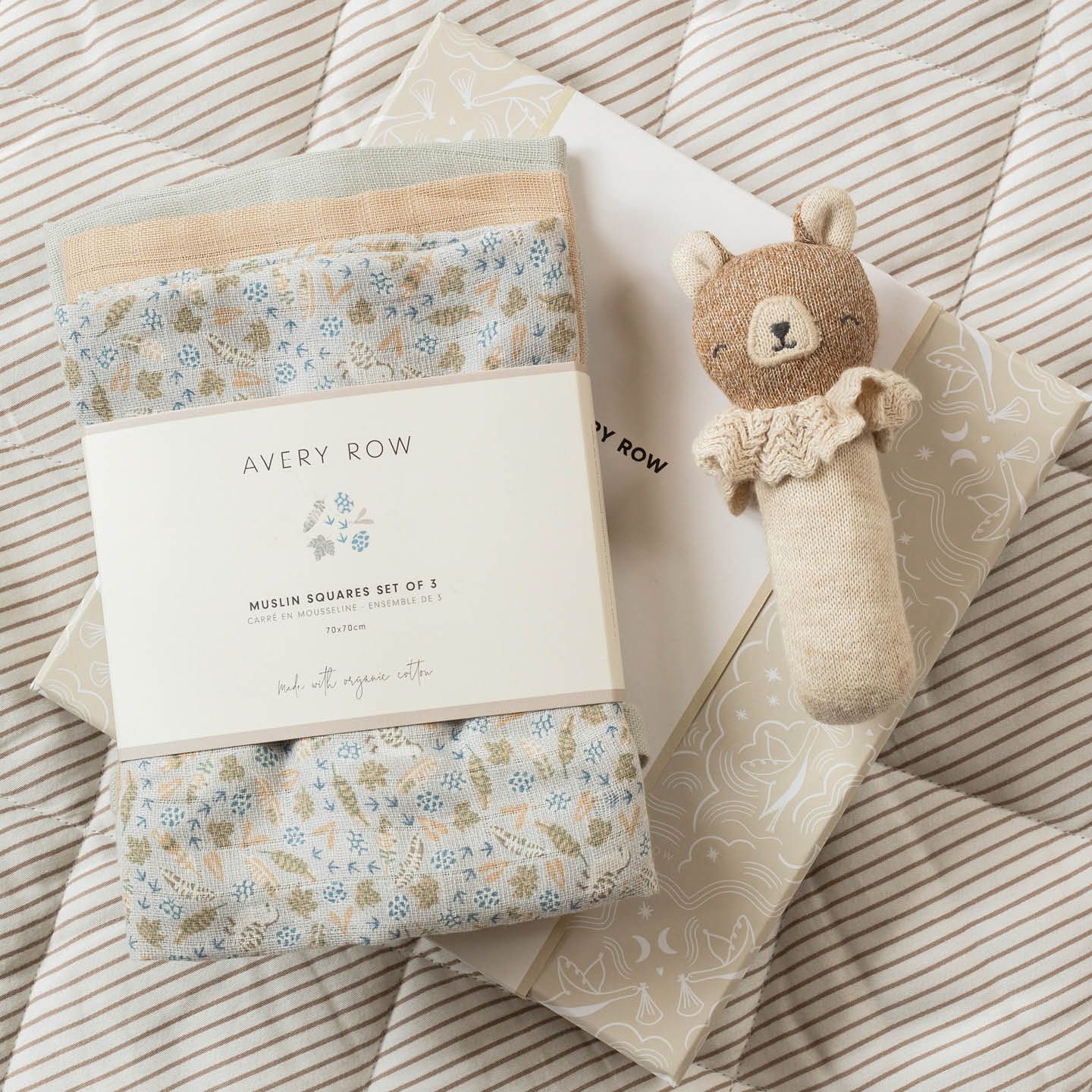 Rattle & Organic Cotton Muslin New Baby Gift Set (Nature Trail) - Image 3