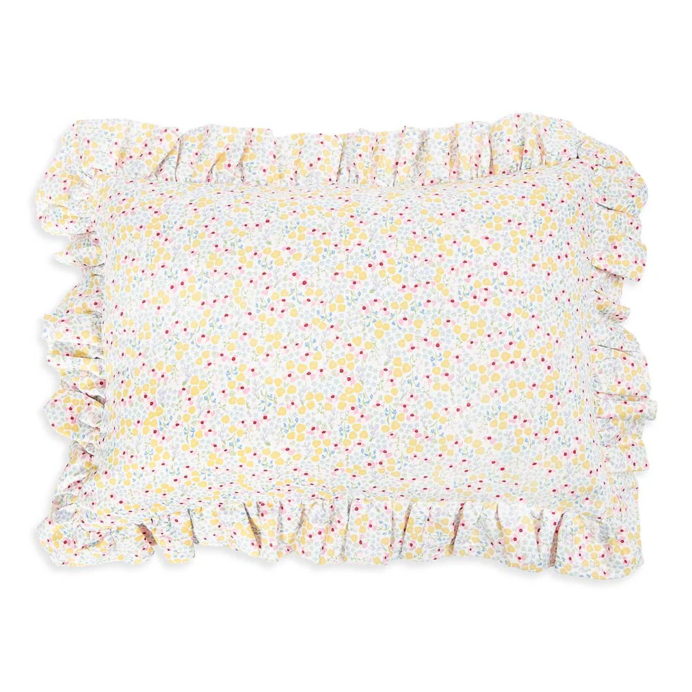 Rectangle Linen Embroidered Frill Cushion (Wildflower Garden) - Image 4