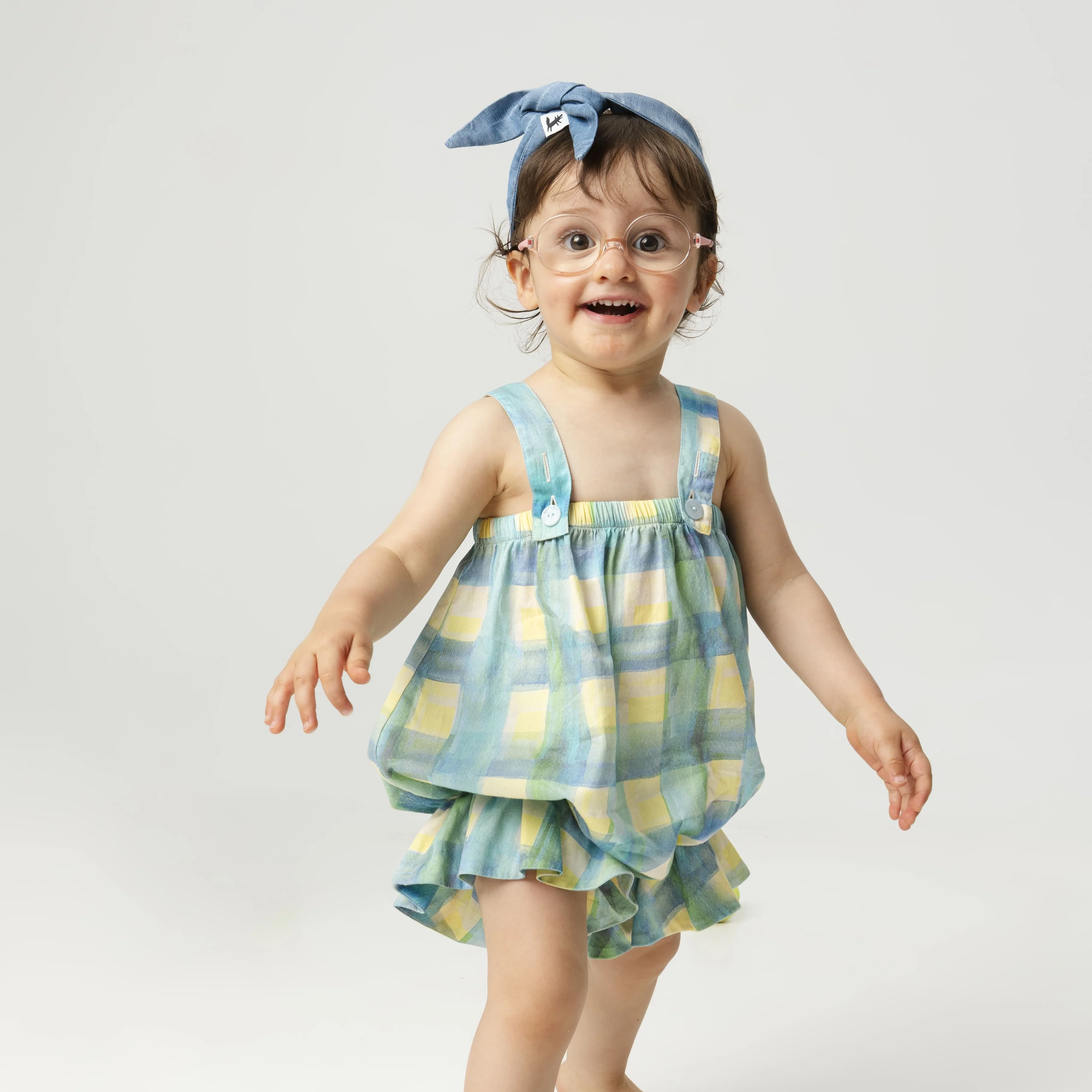 Regina Checked Cotton Jumpsuit Romper (Grid) - Image 2
