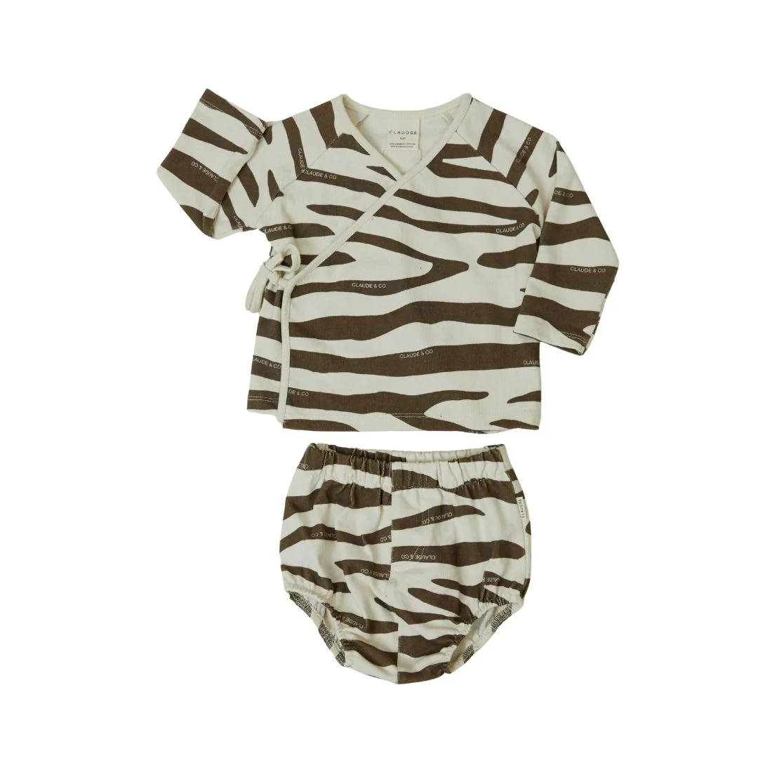 Remy Zebra Wrap Cardigan +Shorts + Bib Set - Image 3