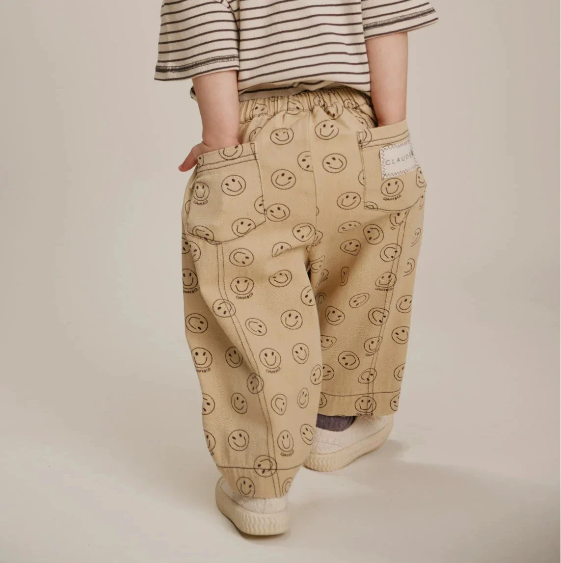Rex Happy Face Print Cotton Trouser (Butter) - Image 2
