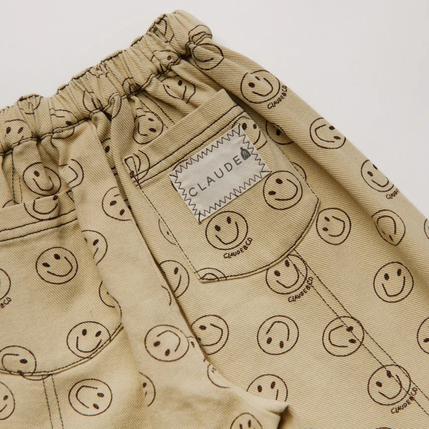 Rex Happy Face Print Cotton Trouser (Butter) - Image 9