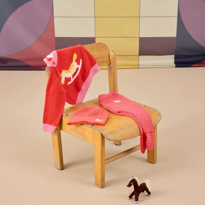 Rocking Horse Print Cotton Knitted Jumper - Image 2
