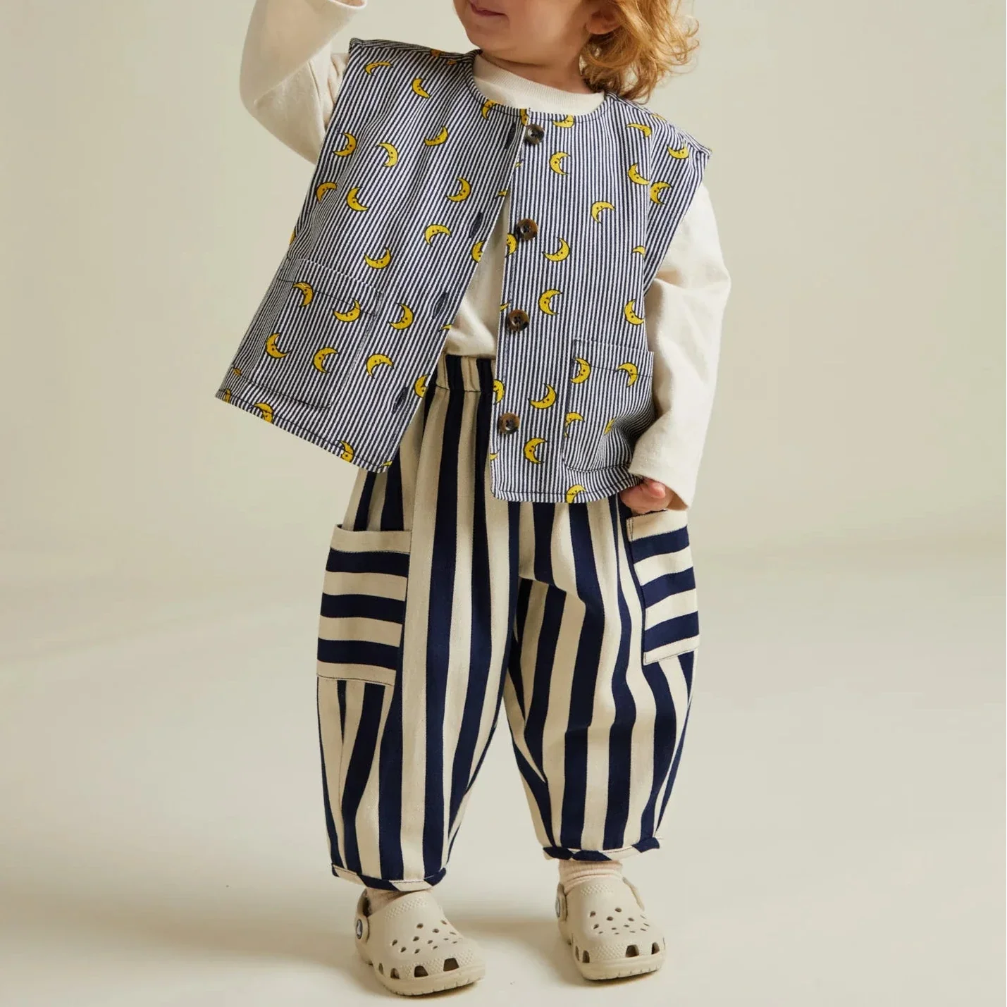 Rumi Stripe Moon Print Gilet - Image 2