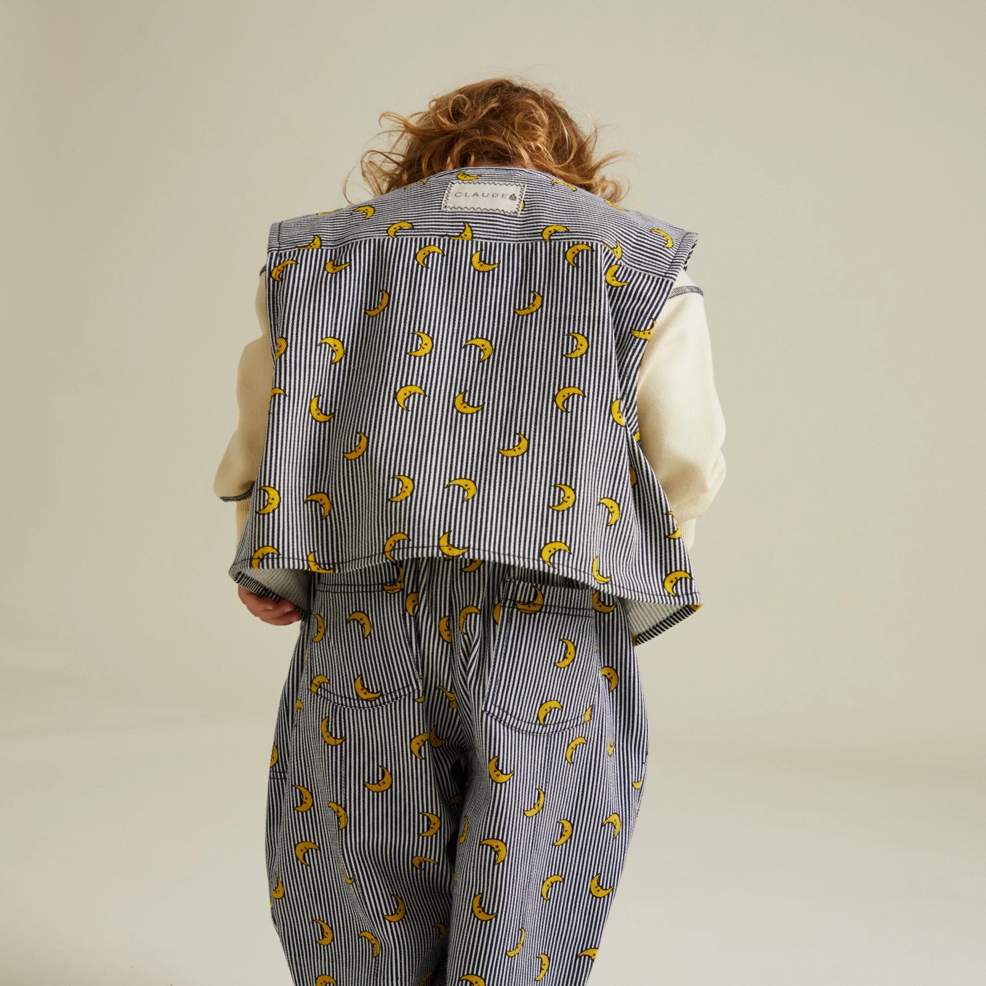 Rumi Stripe Moon Print Gilet - Image 4