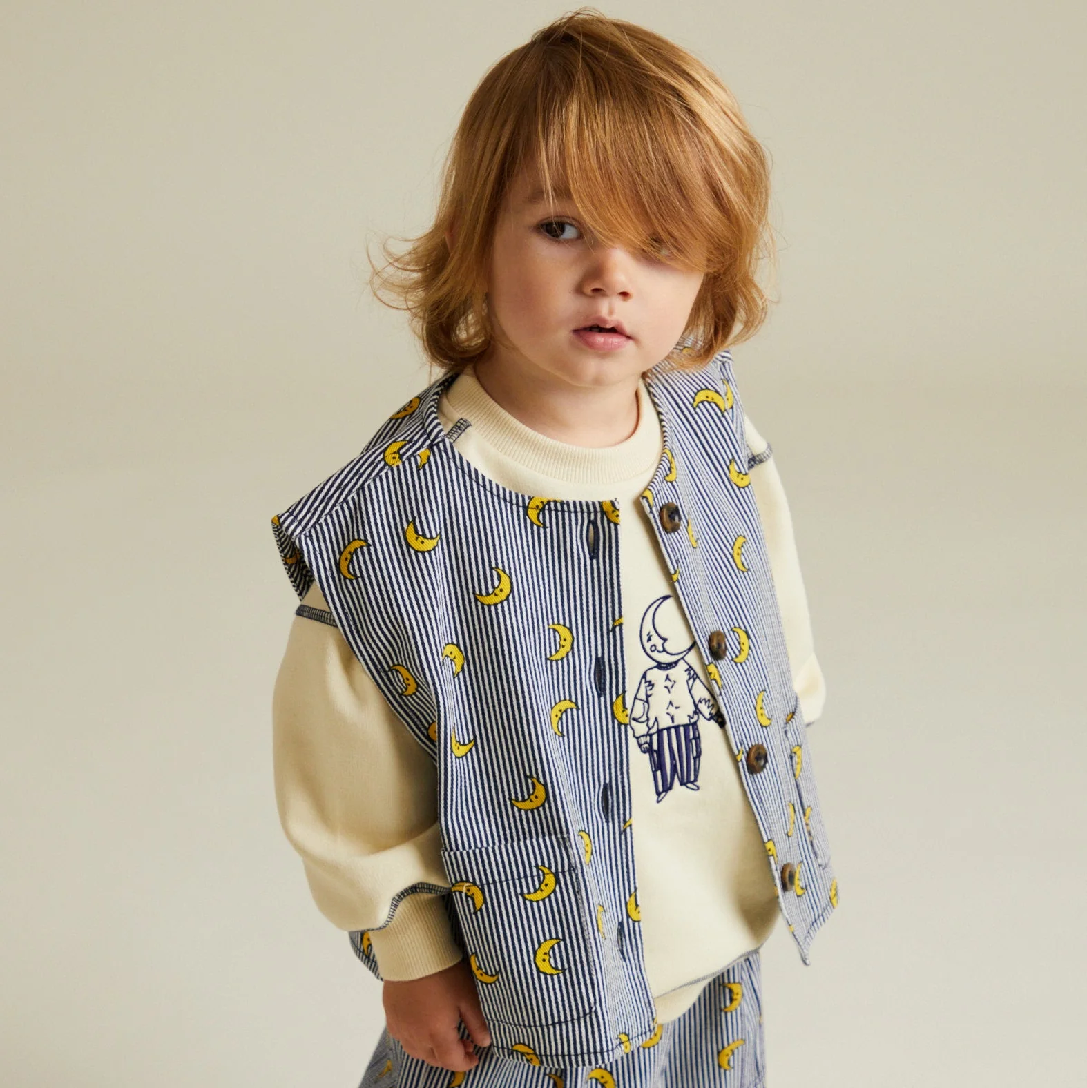 Rumi Stripe Moon Print Gilet - Image 5