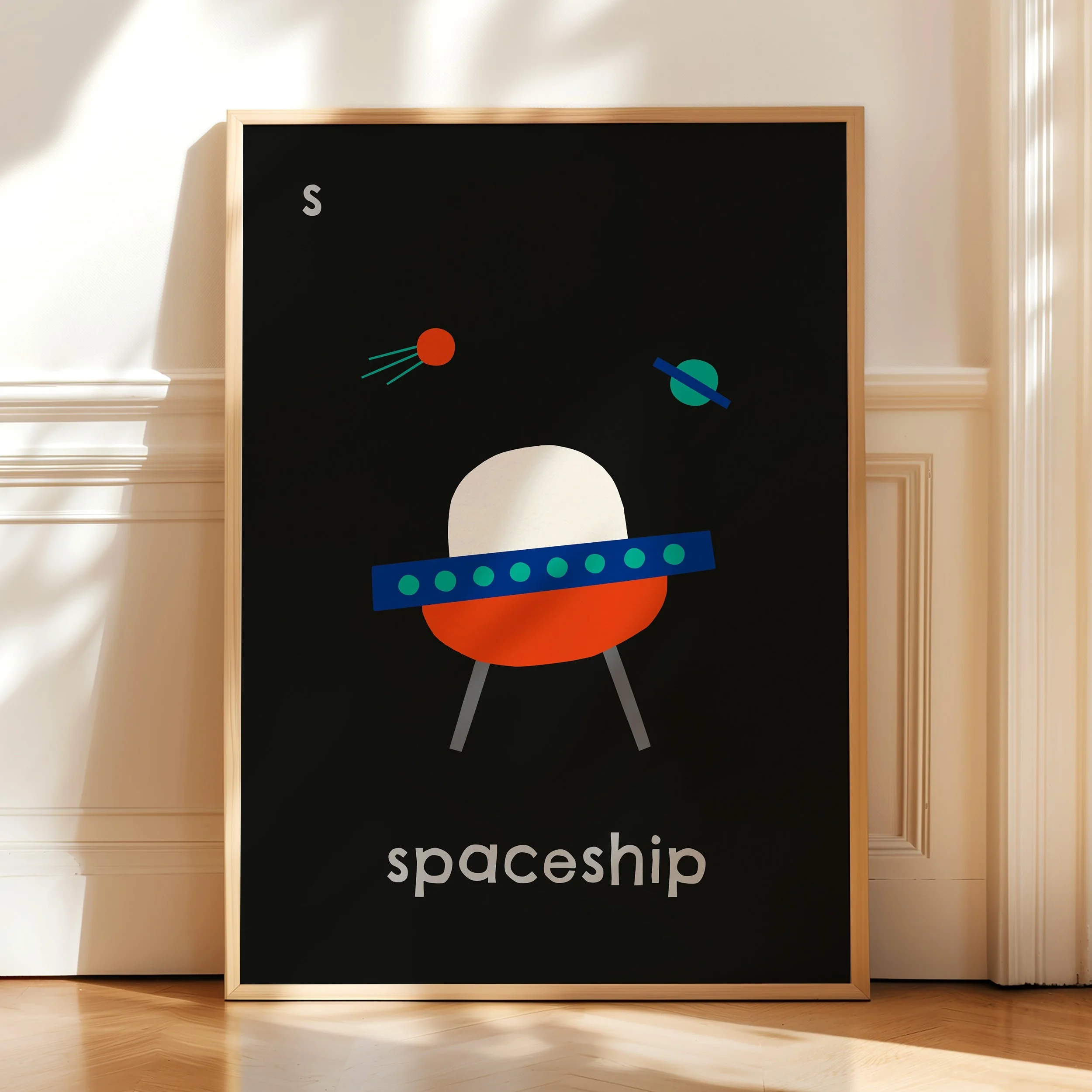 S for Spaceship- Alphabet Art Print