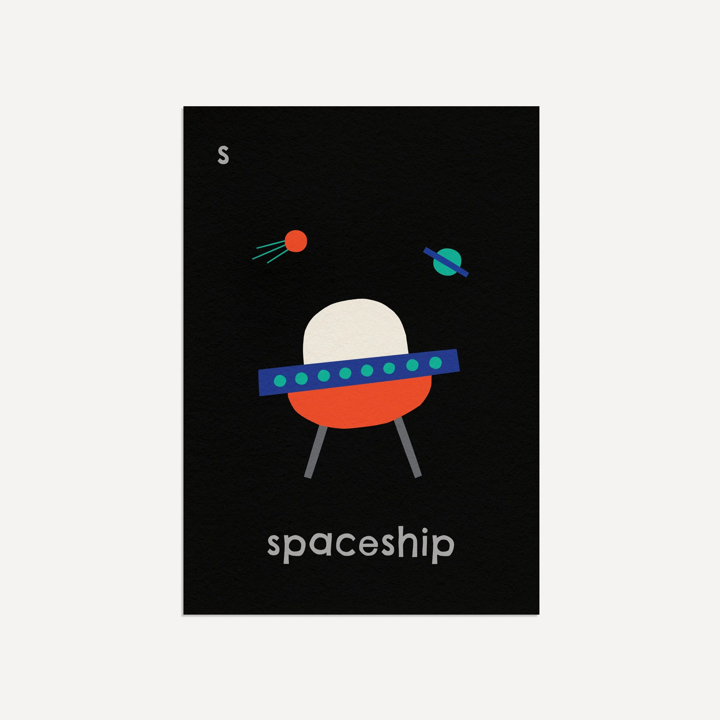 S for Spaceship- Alphabet Art Print - Image 2