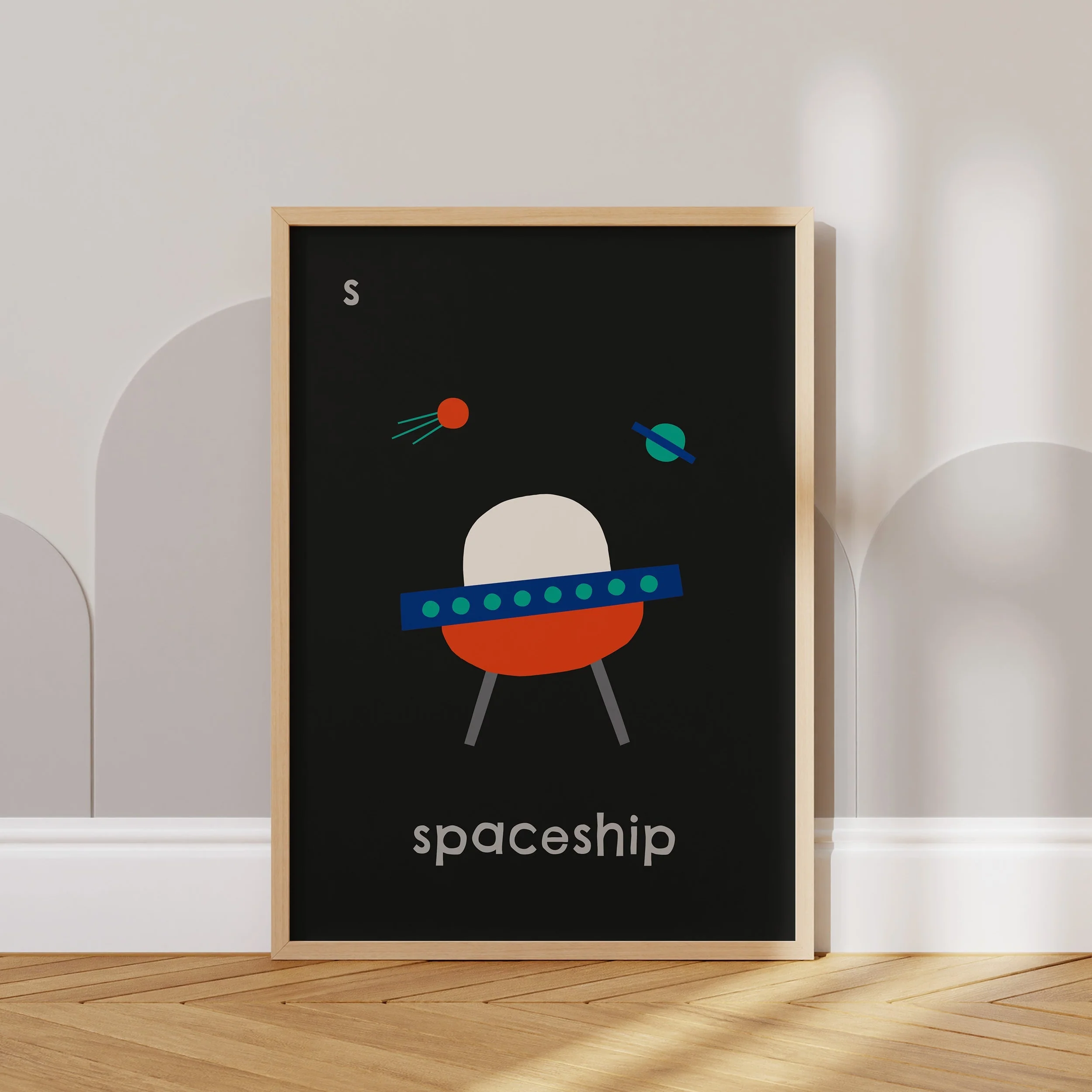 S for Spaceship- Alphabet Art Print - Image 5