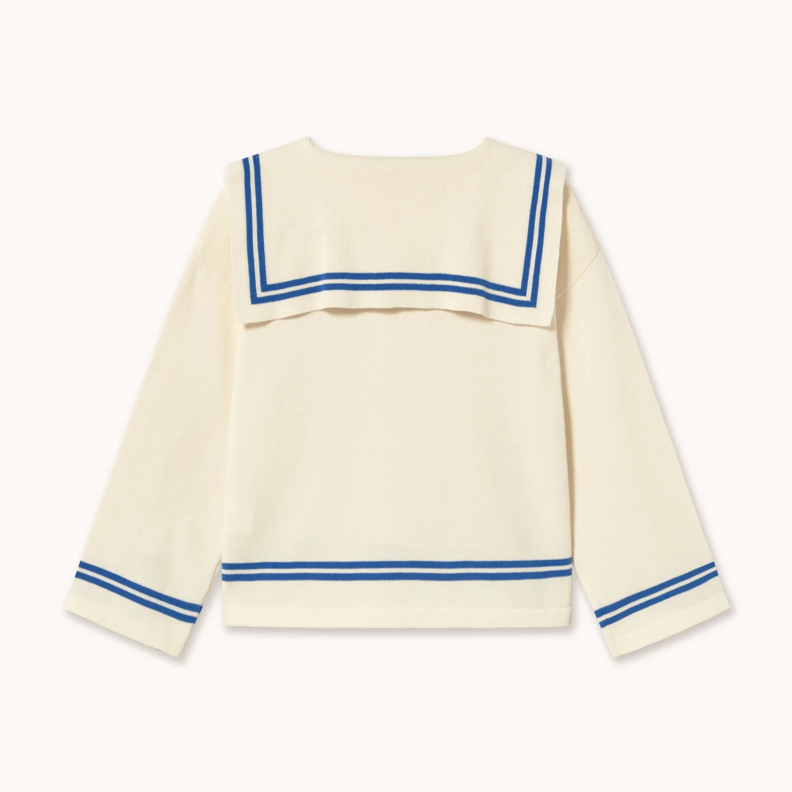 Sailor Collar Striped Cotton Cardigan (Off-White) - Image 4