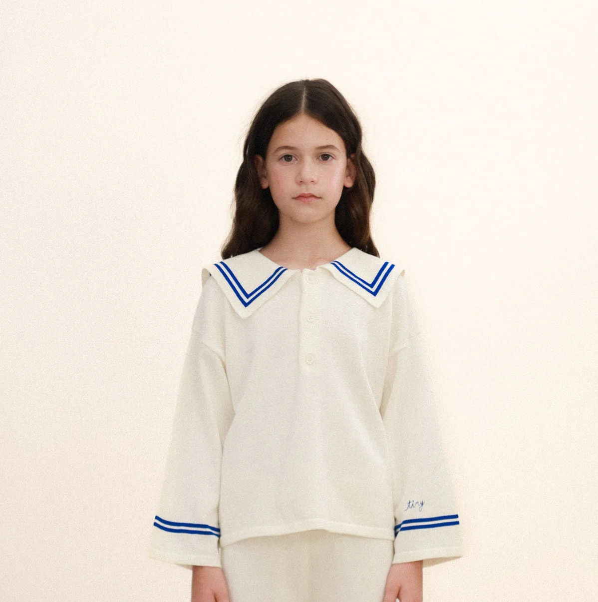 Sailor Collar Striped Cotton Cardigan (Off-White) - Image 5