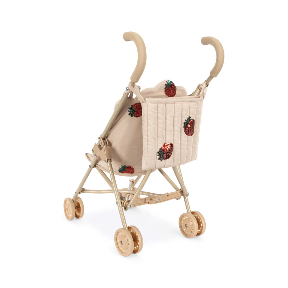 Tulle Strawberry Sequin Cotton Quilted Dolls Stroller - Image 3