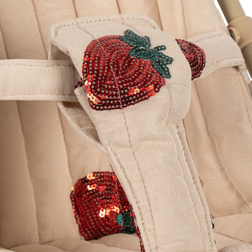 Tulle Strawberry Sequin Cotton Quilted Dolls Stroller - Image 4