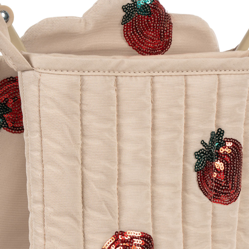 Tulle Strawberry Sequin Cotton Quilted Dolls Stroller - Image 5