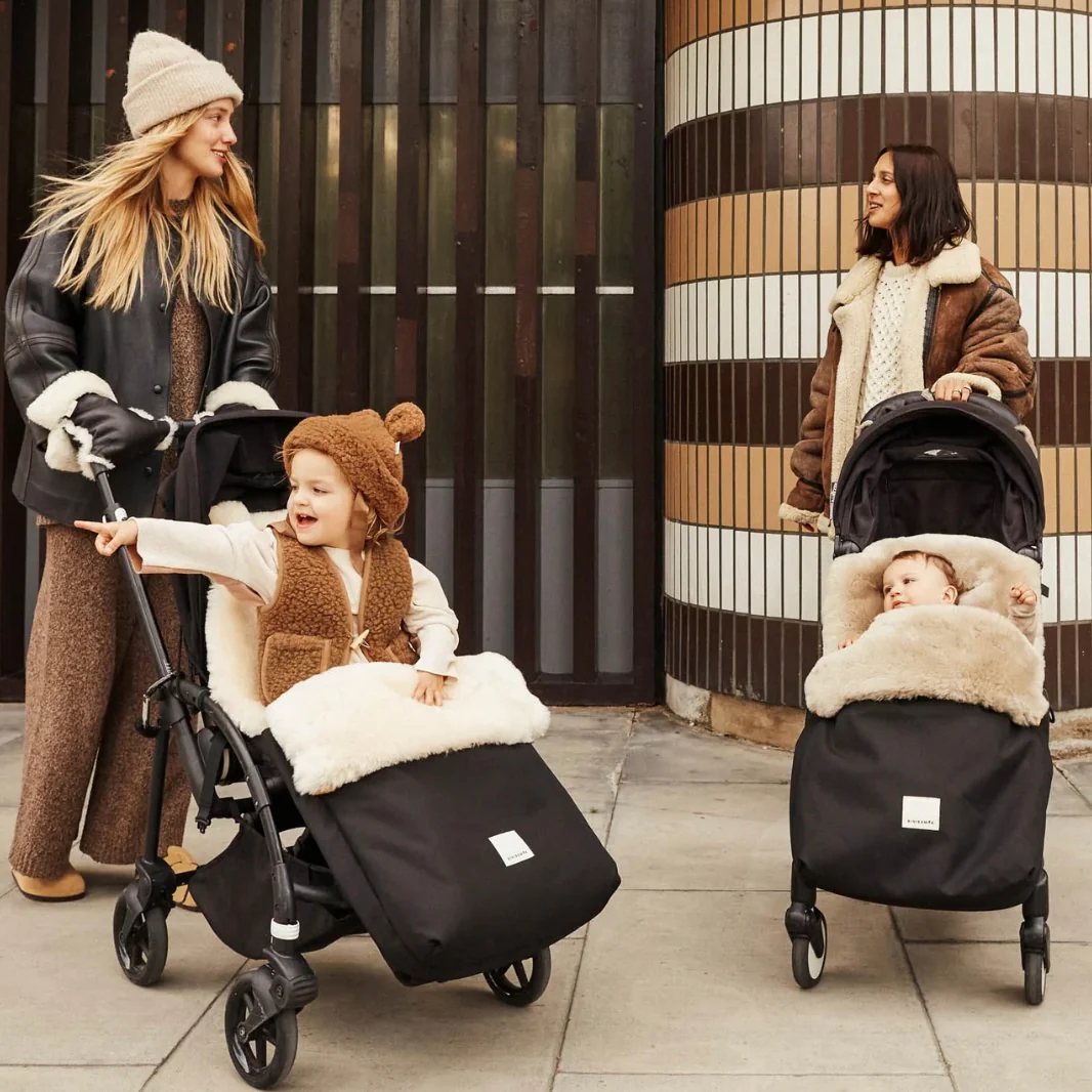 Sheepskin Universal Fixed Harness Buggy Puffmuff (Noir + Toast) - Image 8