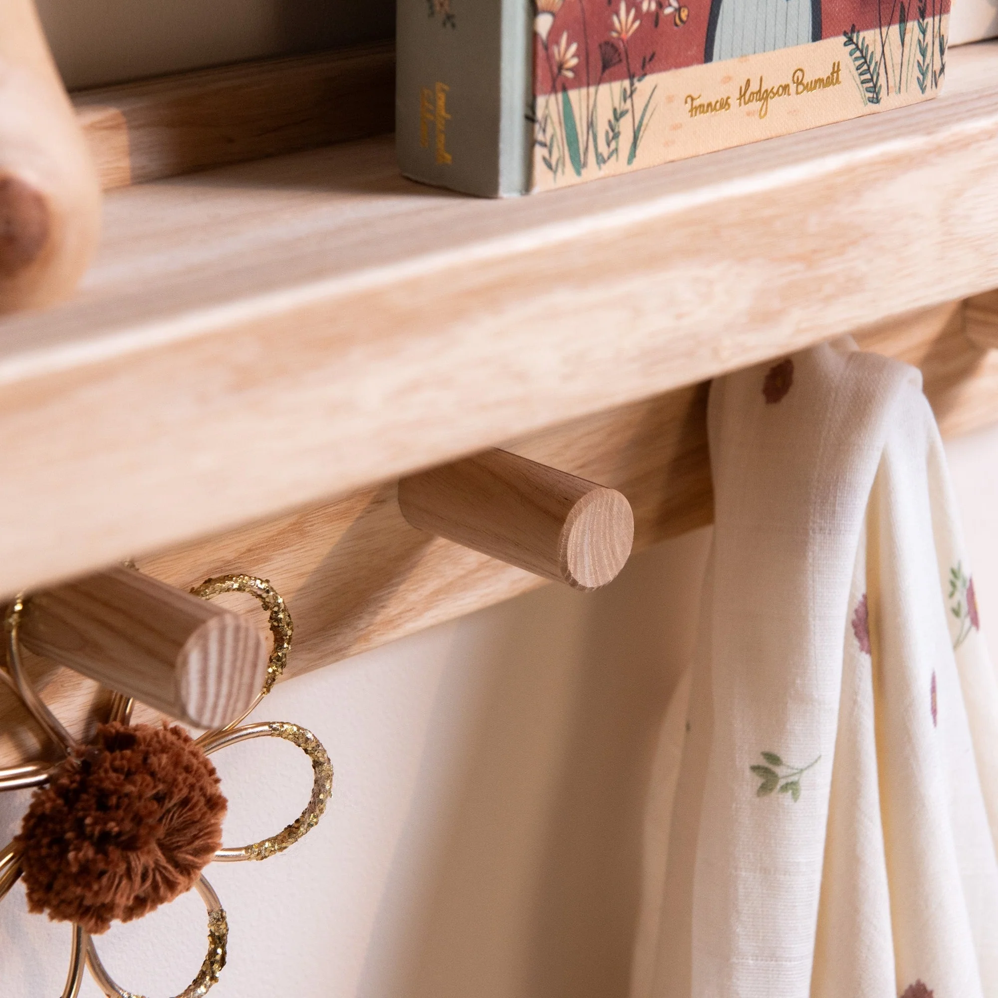 Signature Wall Mounted Shelf With Pegs (Solid Ash) - Image 5