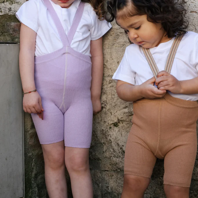 Silly Silas Unisex Shorty Rib Tights with Braces (Lavender) - Image 7