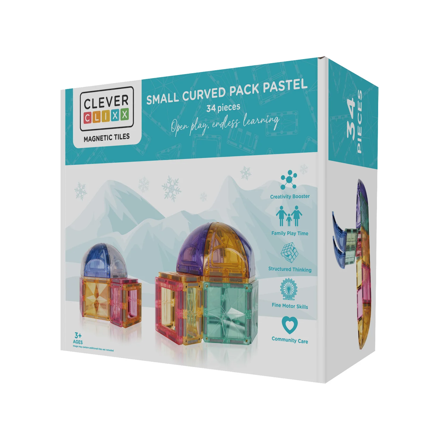 Small Curved Pack Pastel Magnetic Tiles 34 Pieces - Image 4
