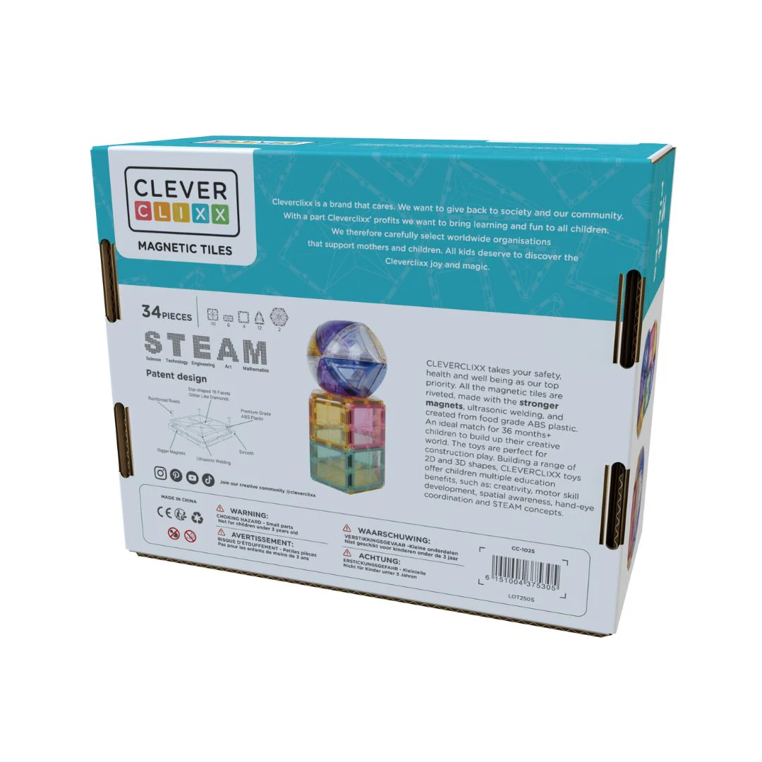 Small Curved Pack Pastel Magnetic Tiles 34 Pieces - Image 5