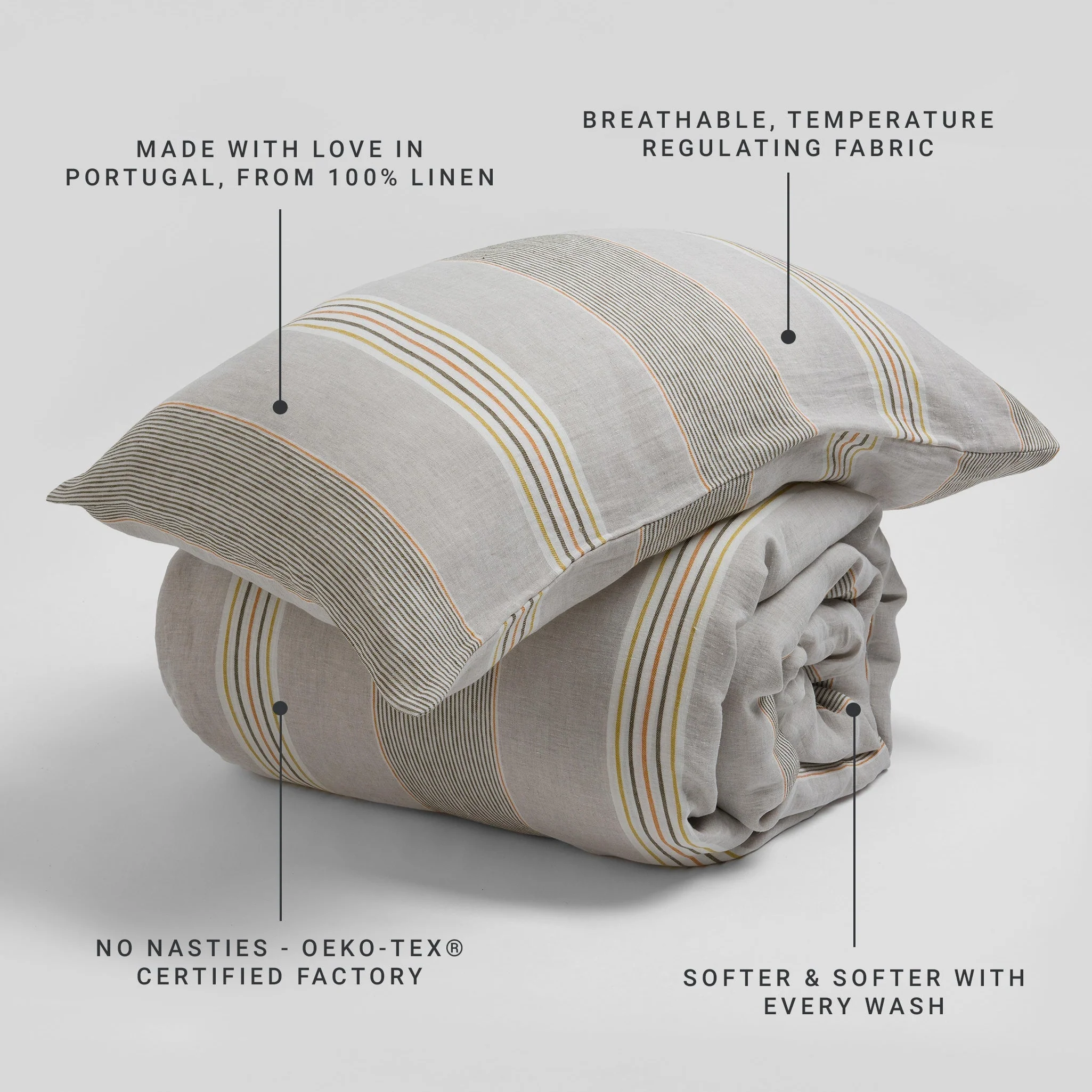 Sophie Stripe 100% Linen Pillowcase - Image 3