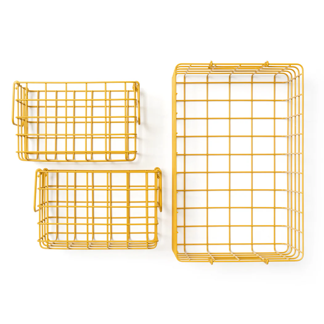 Coated Steel Wire Storage Baskets (Mustard) - Image 3