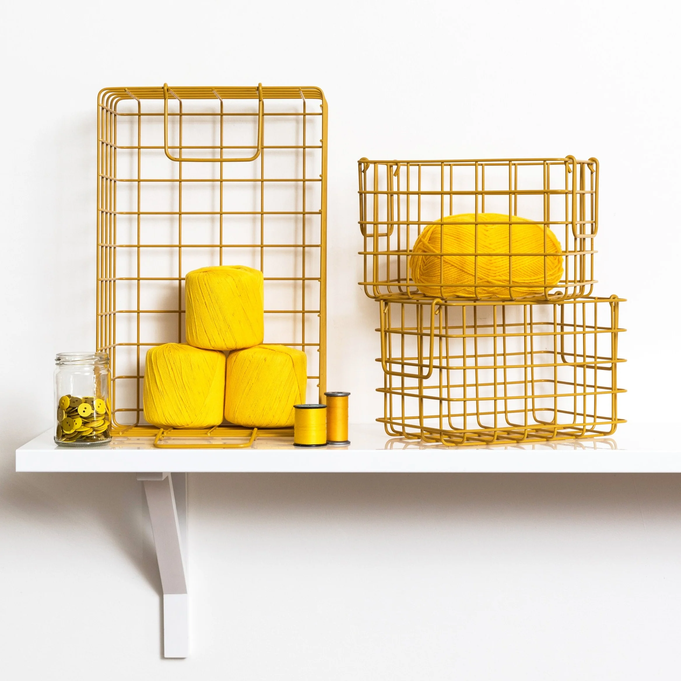 Coated Steel Wire Storage Baskets (Mustard) - Image 4