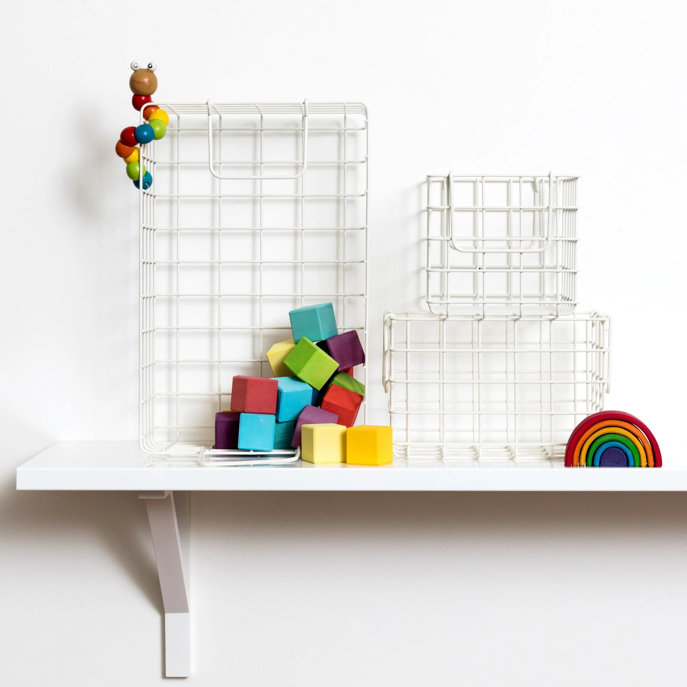 Coated Steel Wire Storage Baskets (Chalk)