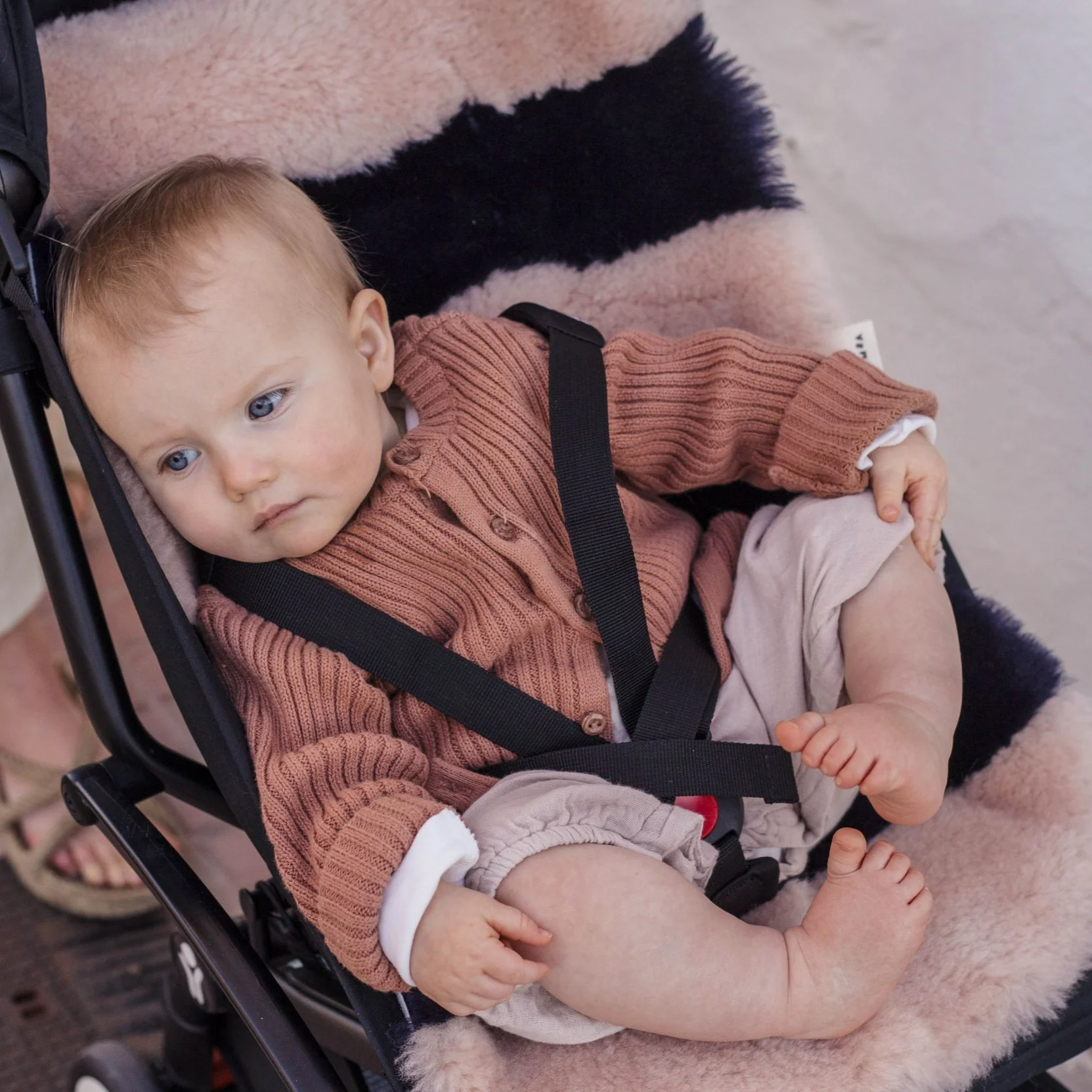 Striped Sheepskin Snuggler (Blue Rose) - Image 4