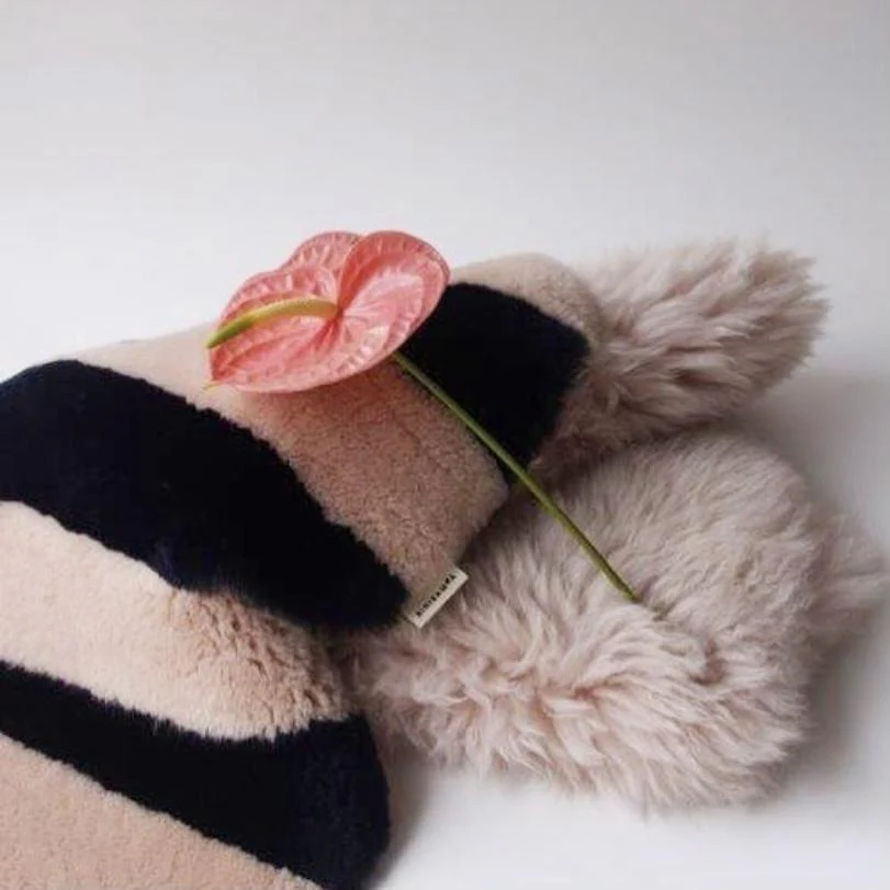 Striped Sheepskin Snuggler (Blue Rose) - Image 5