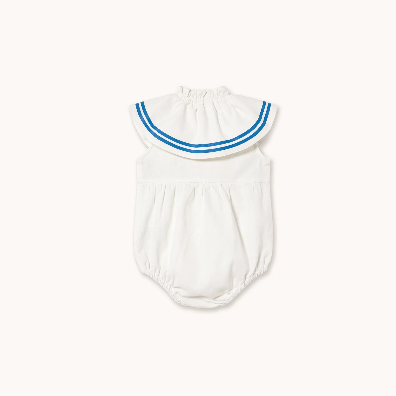Stripes Bow Collar Cotton Baby Romper (Off-White) - Image 3