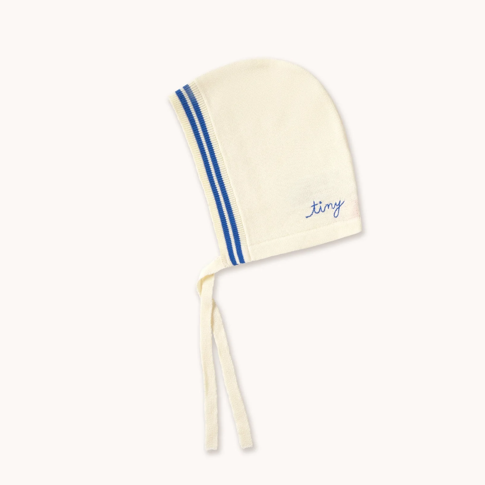 Stripes Cotton Knit Baby Bonnet (Off-White) - Image 2