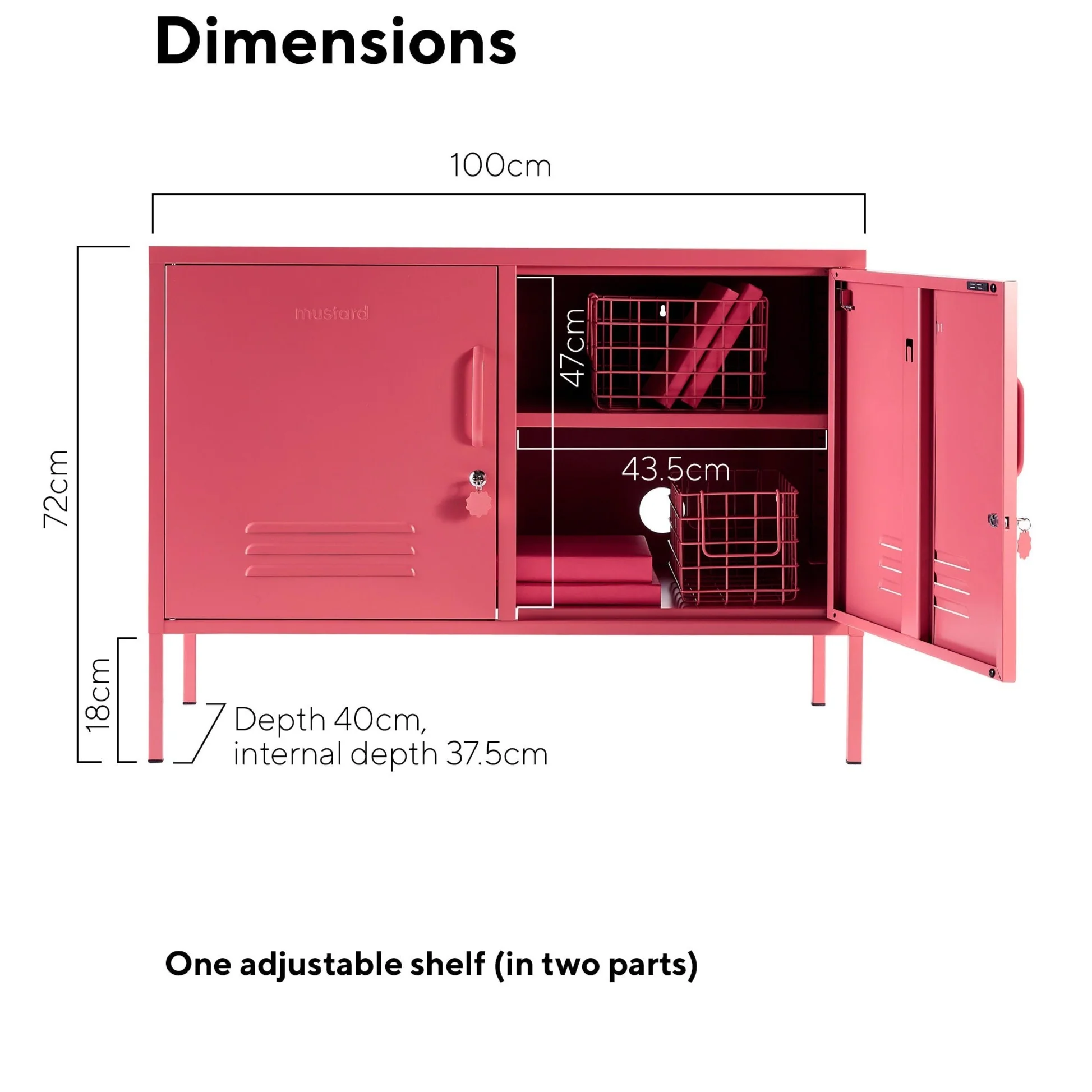 The Lowdown Double Door Locker Cabinet (Berry) - Image 6