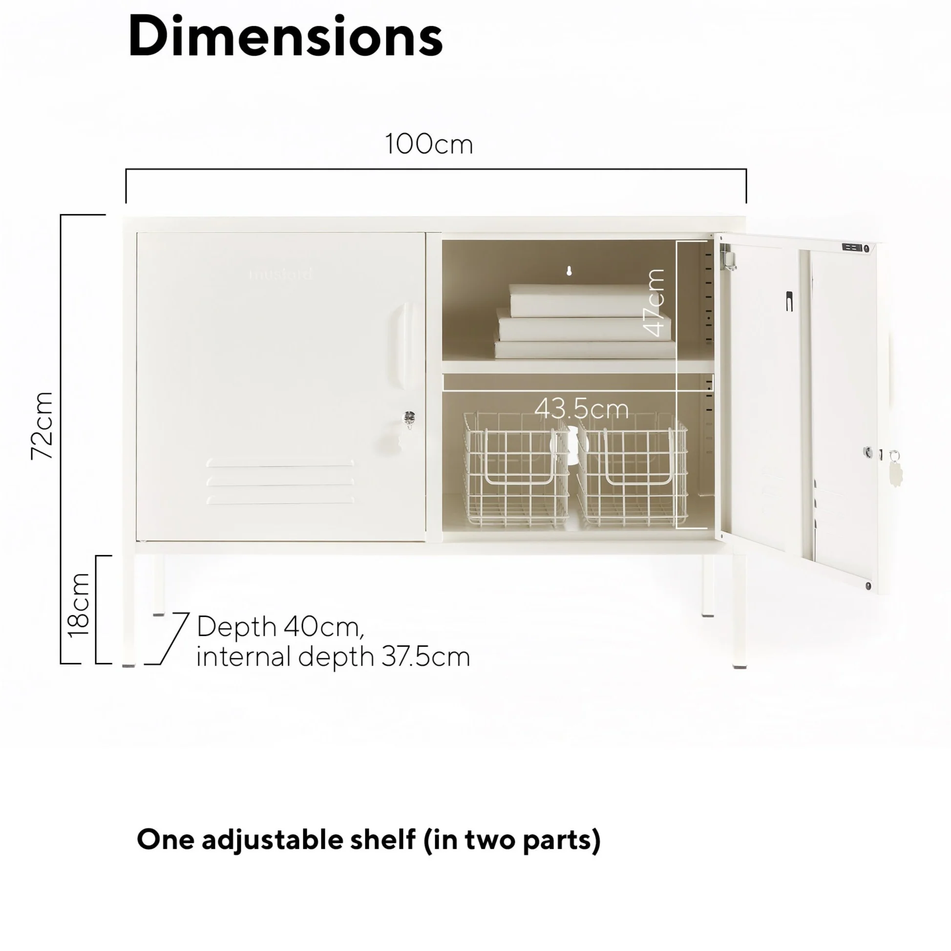 The Lowdown Double Door Locker Cabinet (Chalk) - Image 6