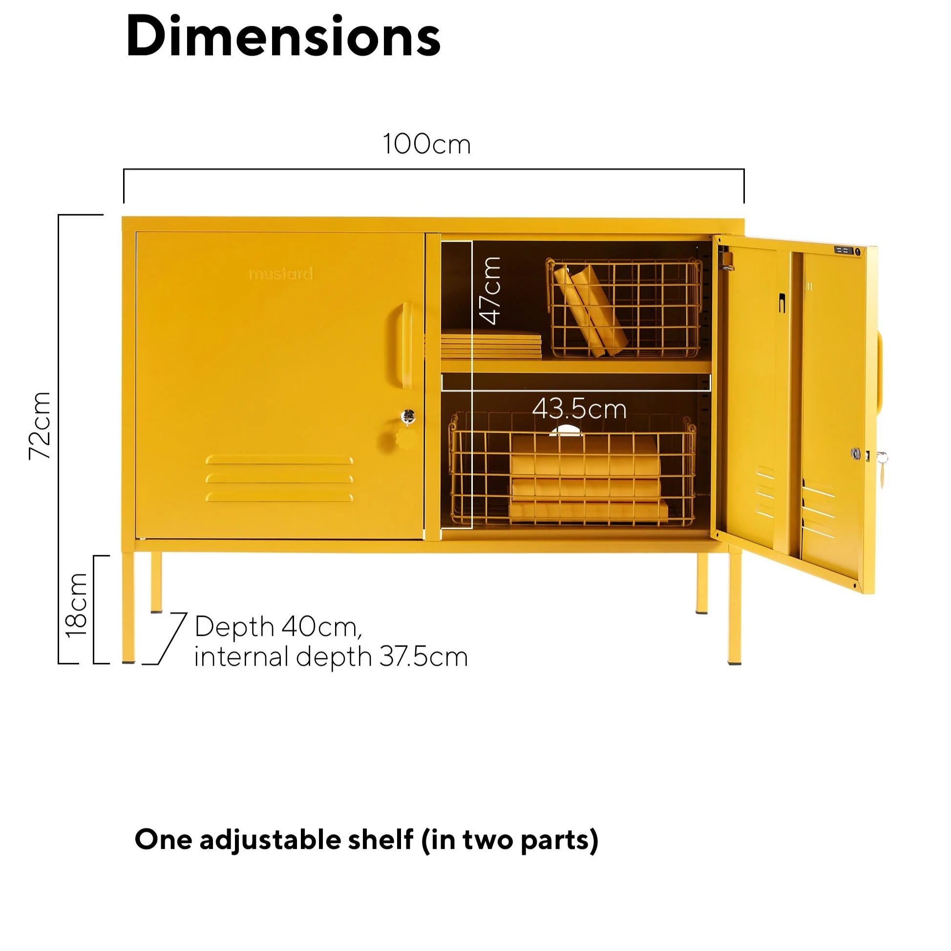 The Lowdown Double Door Locker Cabinet (Mustard) - Image 7
