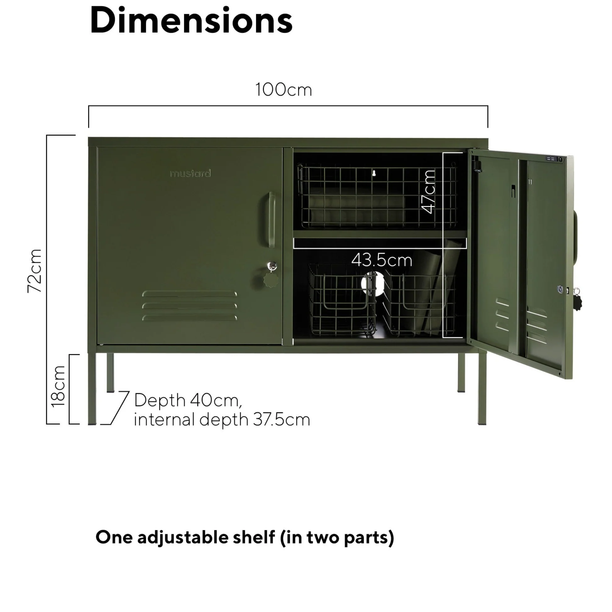 The Lowdown Double Door Locker Cabinet (Olive) - Image 8