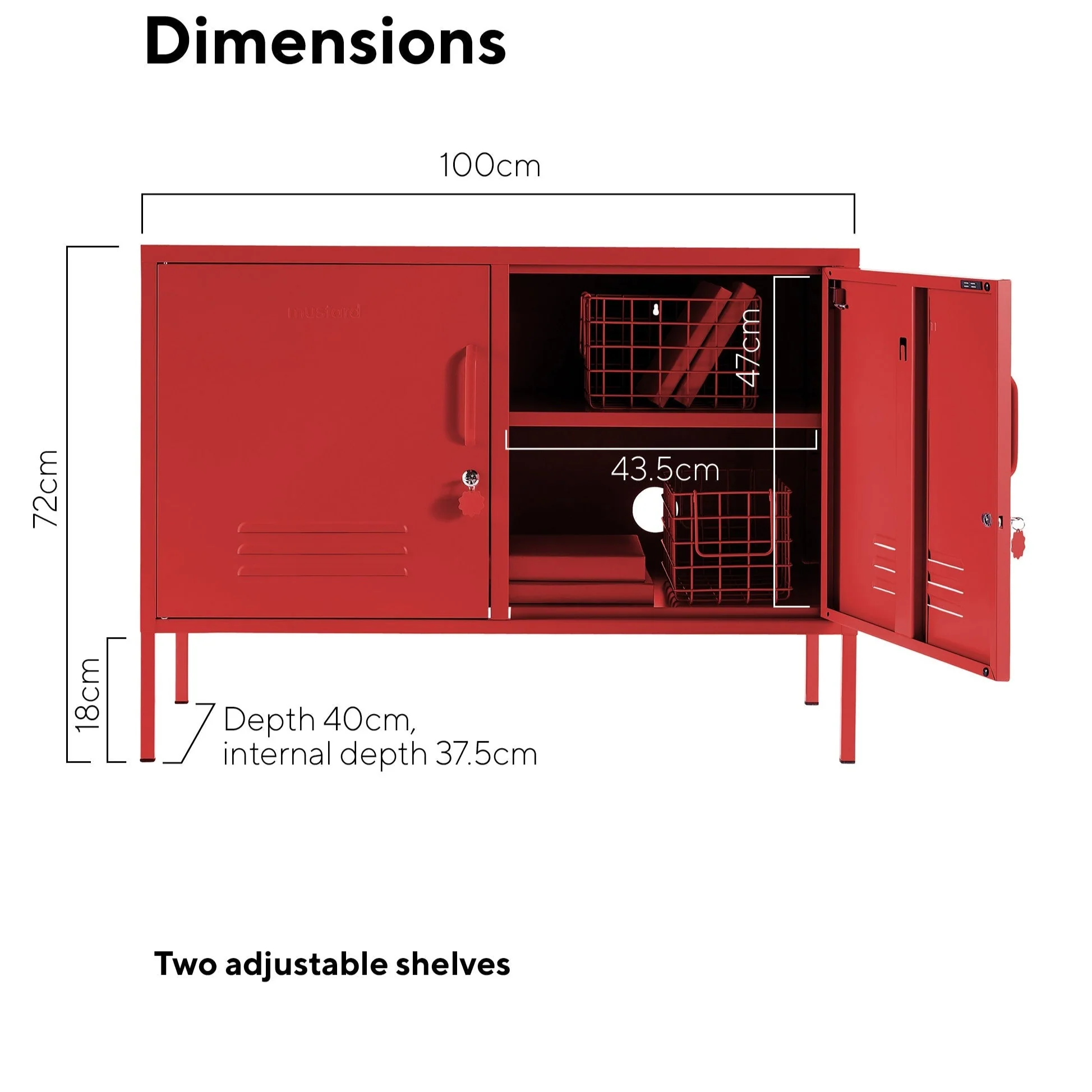 The Lowdown Double Door Locker Cabinet (Poppy) - Image 7