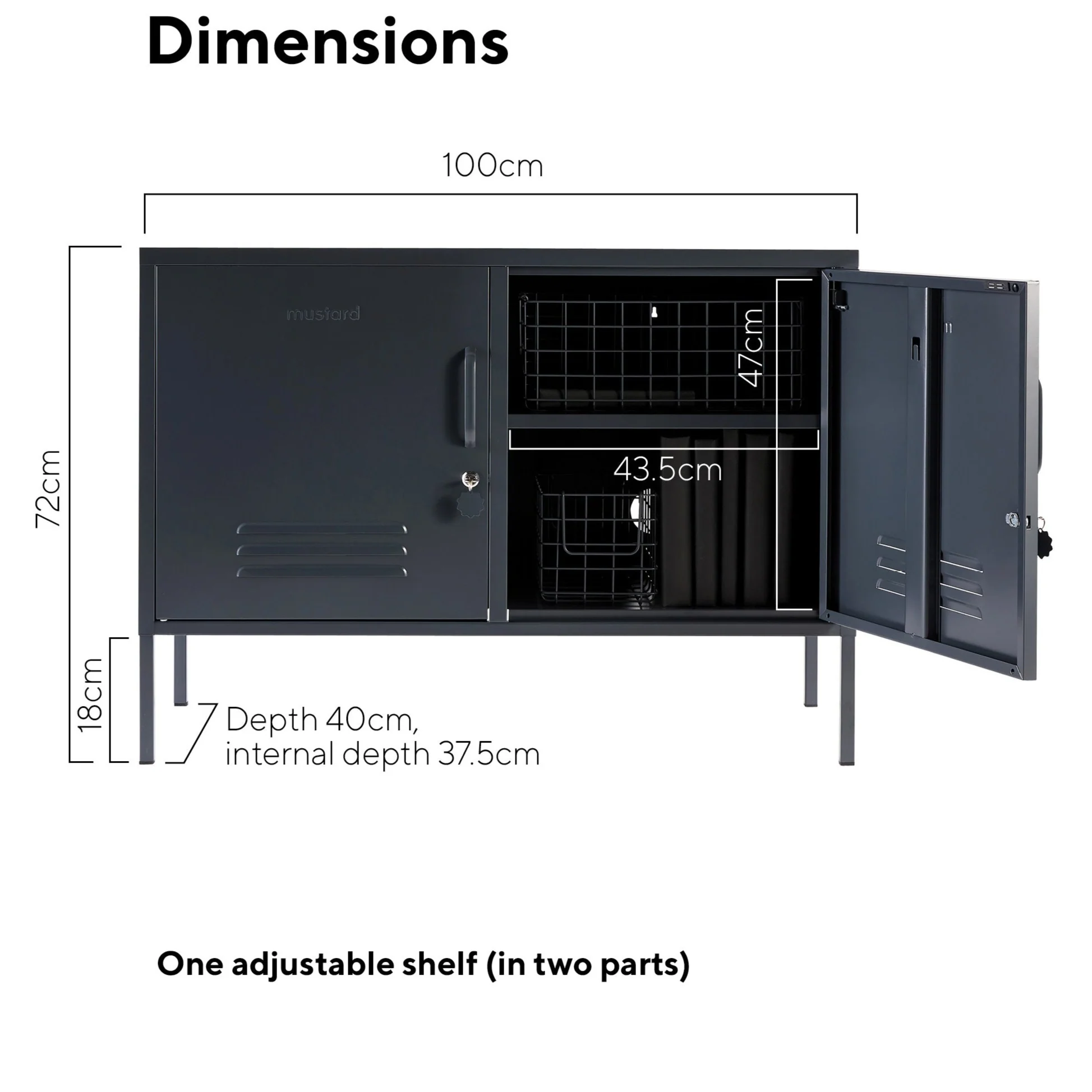 The Lowdown Double Door Locker Cabinet (Slate) - Image 5