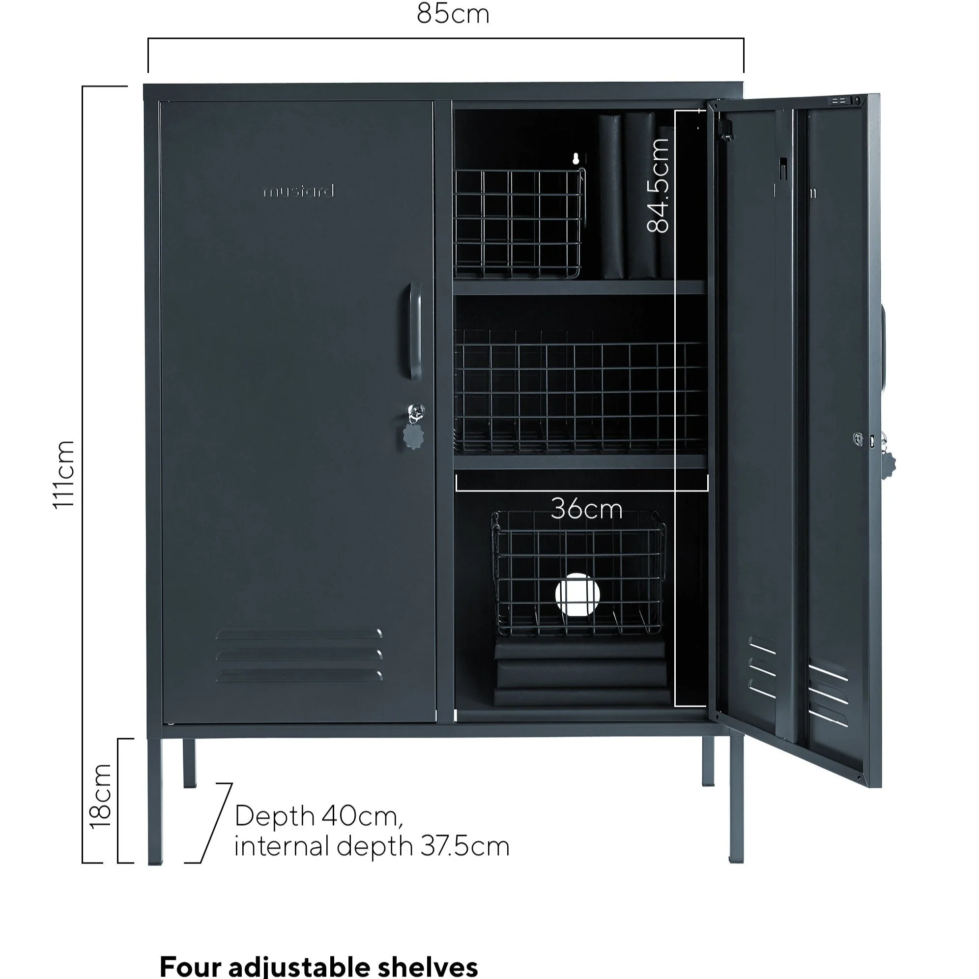 The Midi Double Door Locker Cabinet (Slate) - Image 6