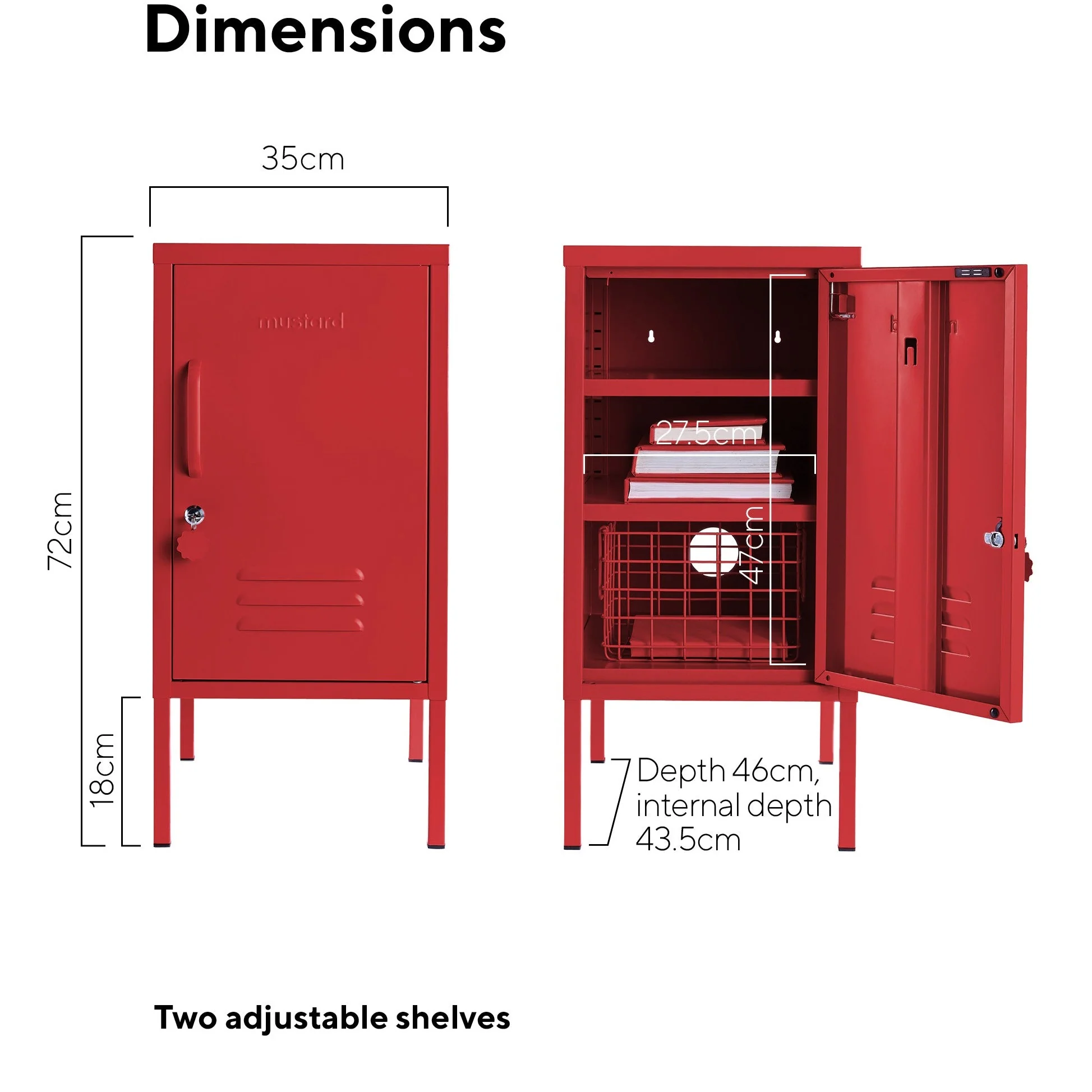 The Shorty Single Door Locker Cabinet (Poppy) (Opens to Right) - Image 7