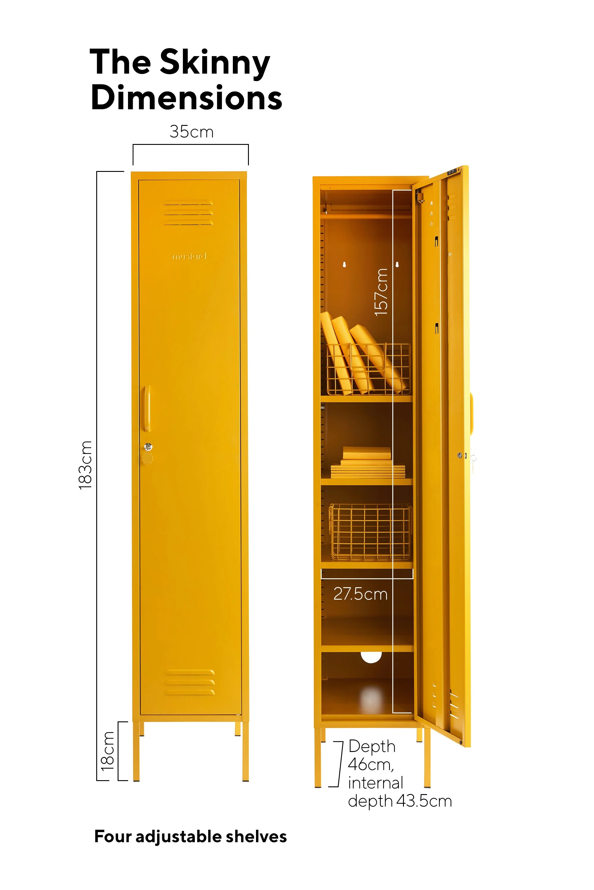 The Skinny Single Door Locker Cabinet (Mustard) - Image 6