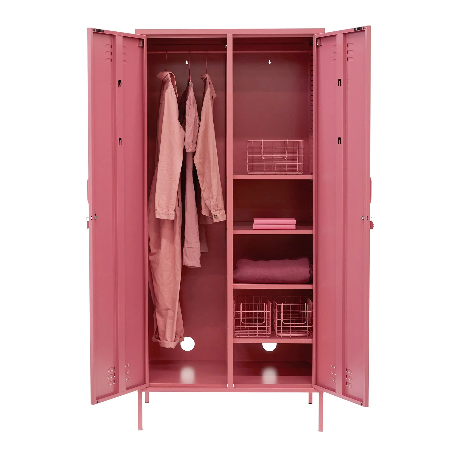 The Twinny Double Door Locker Wardrobe (Berry) - Image 5