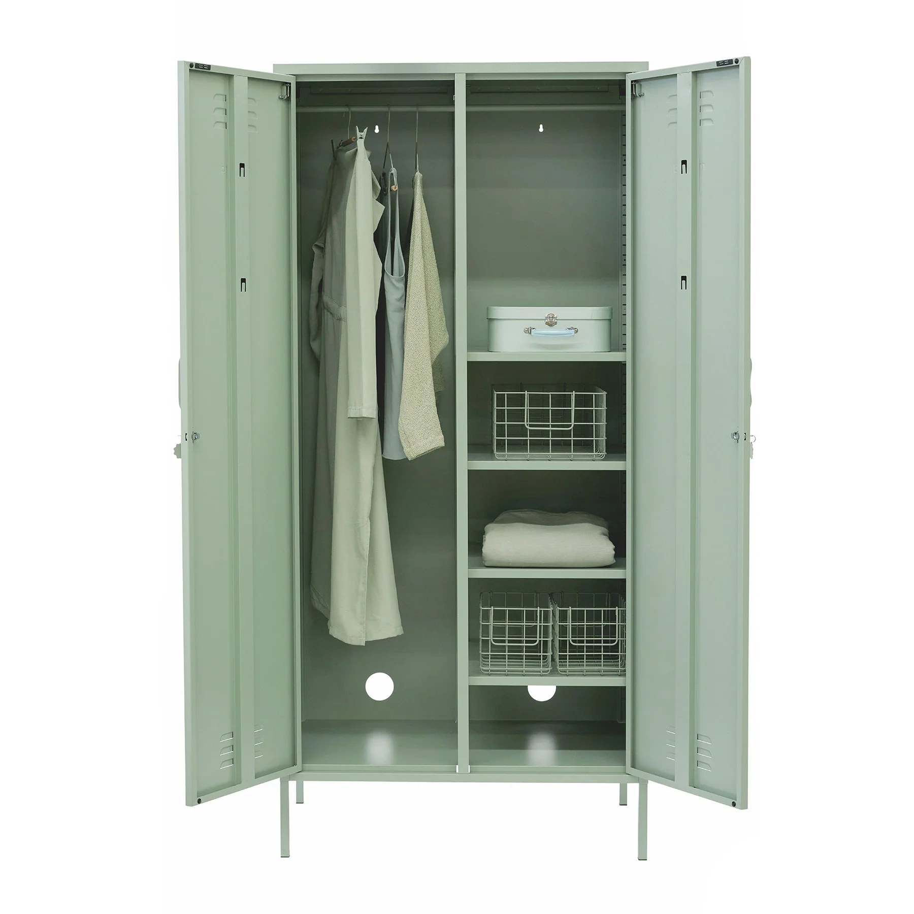 The Twinny Double Door Locker Wardrobe (Sage) - Image 4