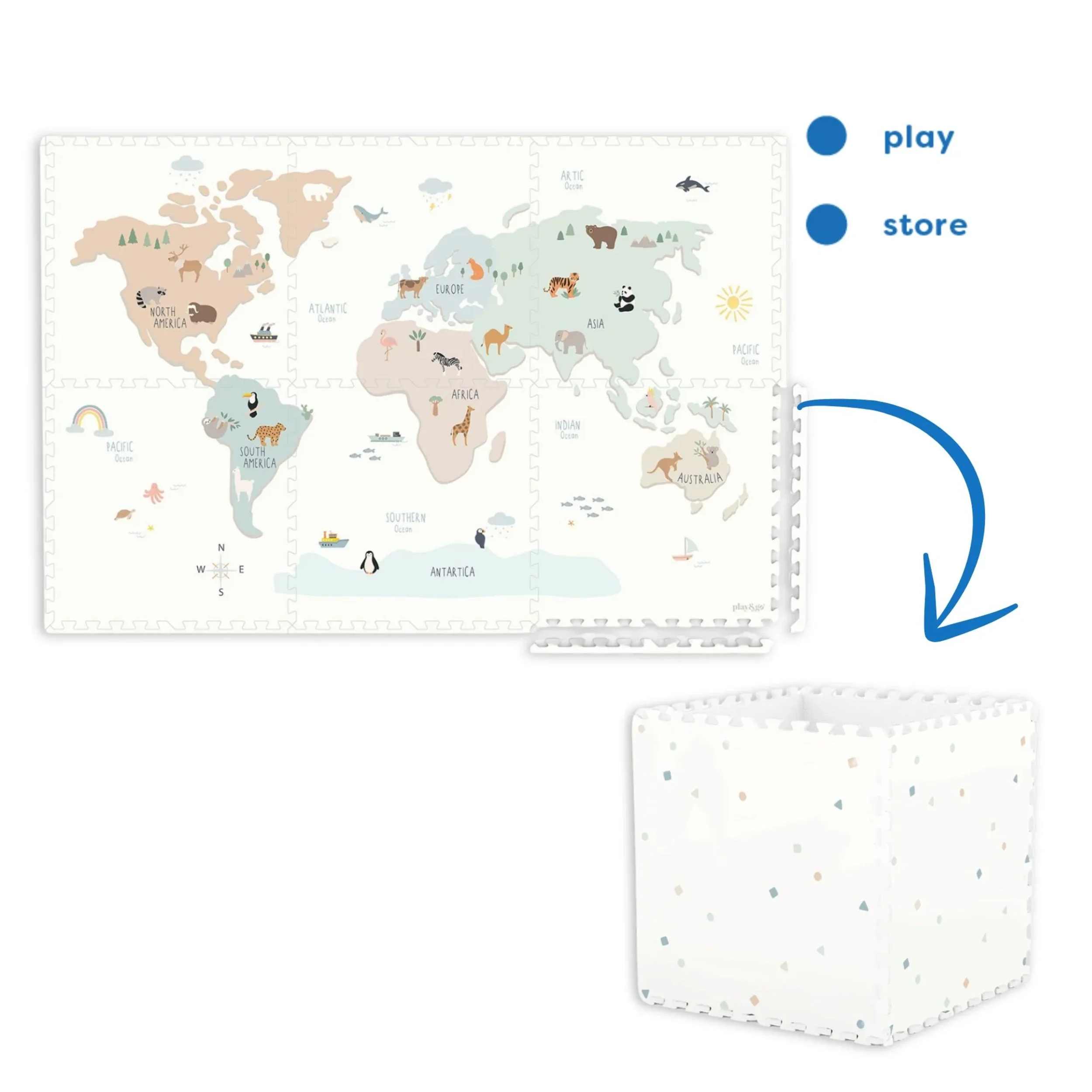 Tiloo World Map Puzzle Piece Foam Playmat - Image 2