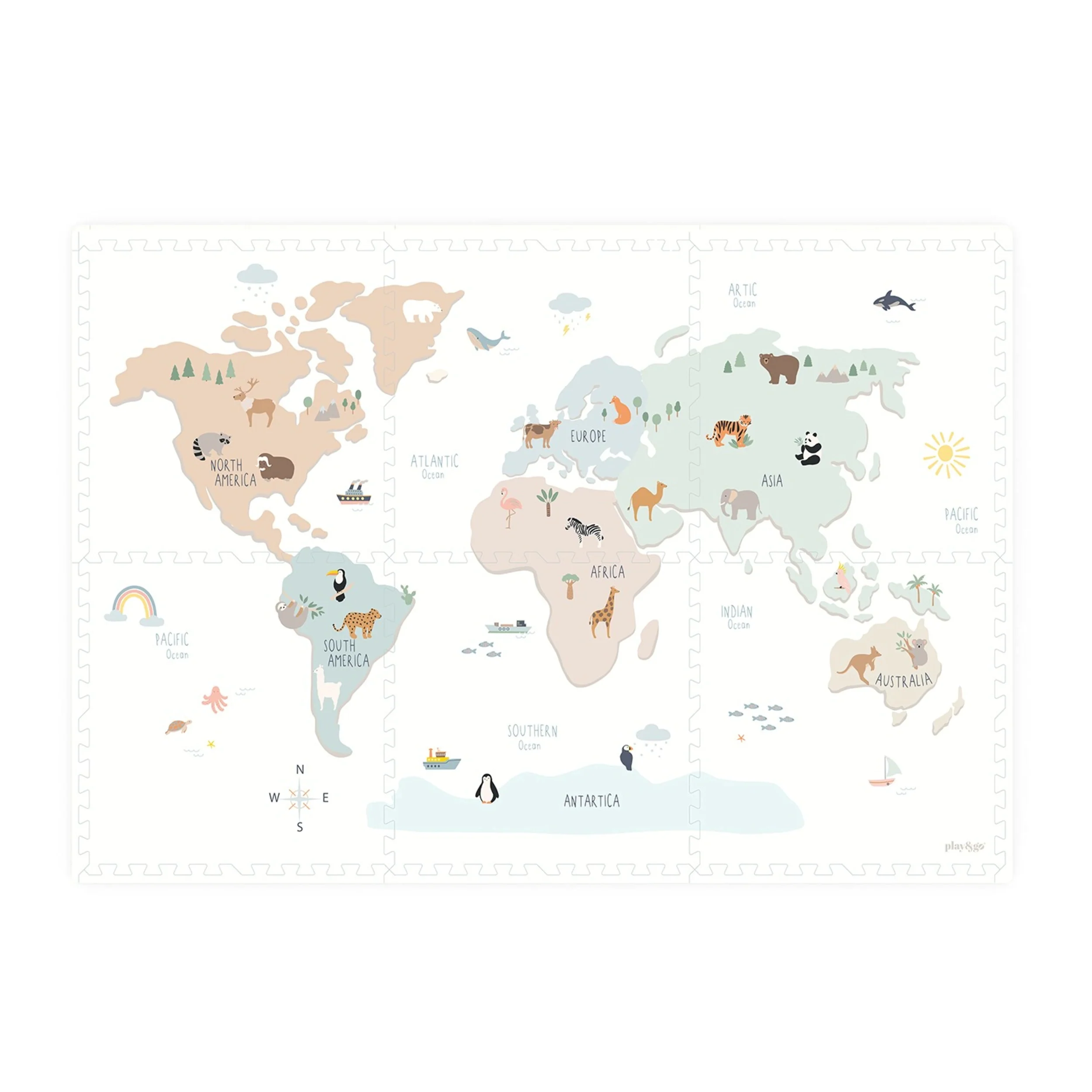 Tiloo World Map Puzzle Piece Foam Playmat - Image 6