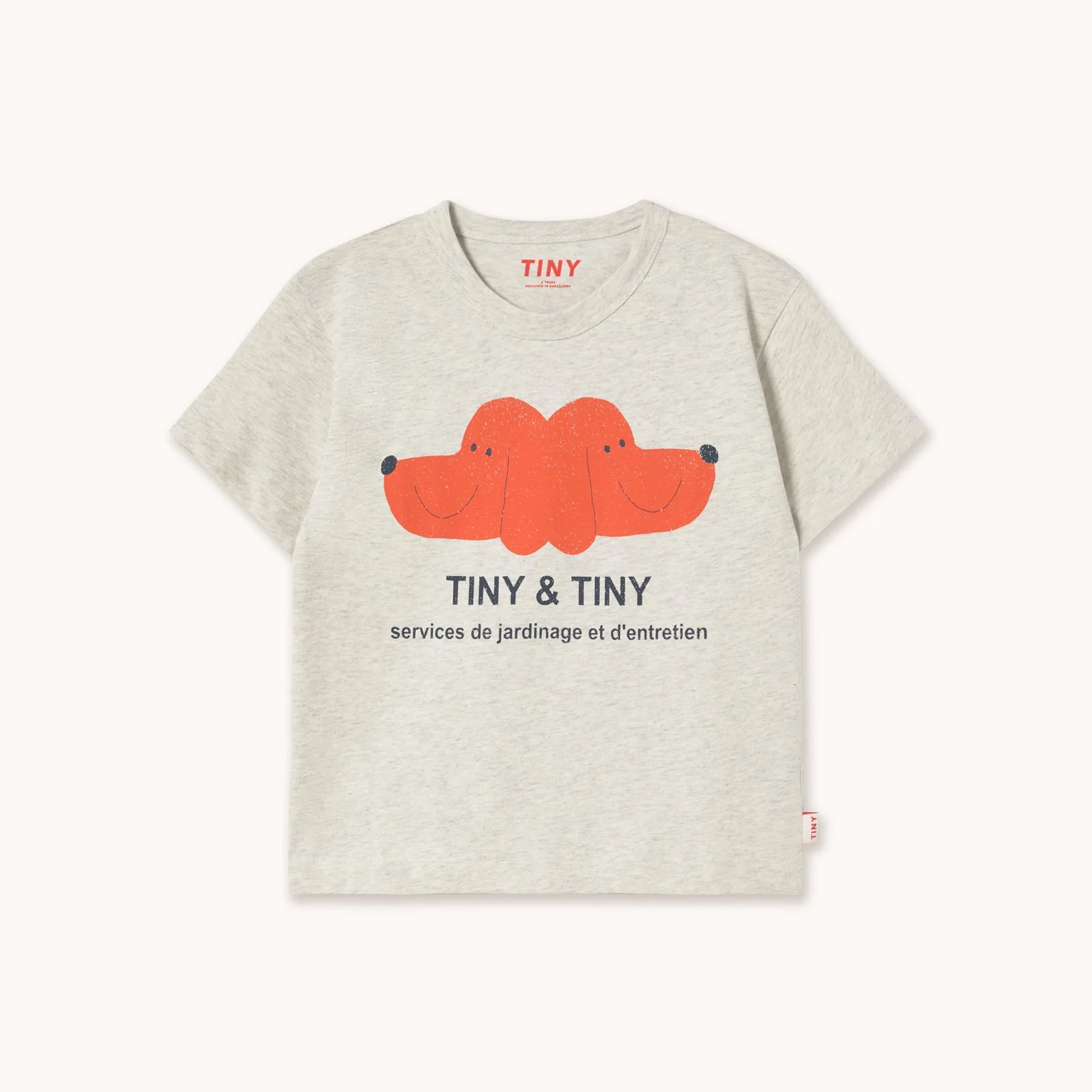 Tiny & Tiny Dog Face Cotton T-shirt (Cream Heather) - Image 3