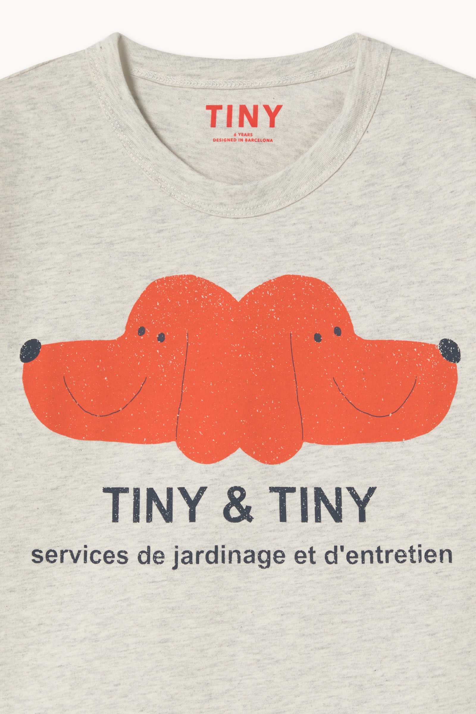 Tiny & Tiny Dog Face Cotton T-shirt (Cream Heather) - Image 5