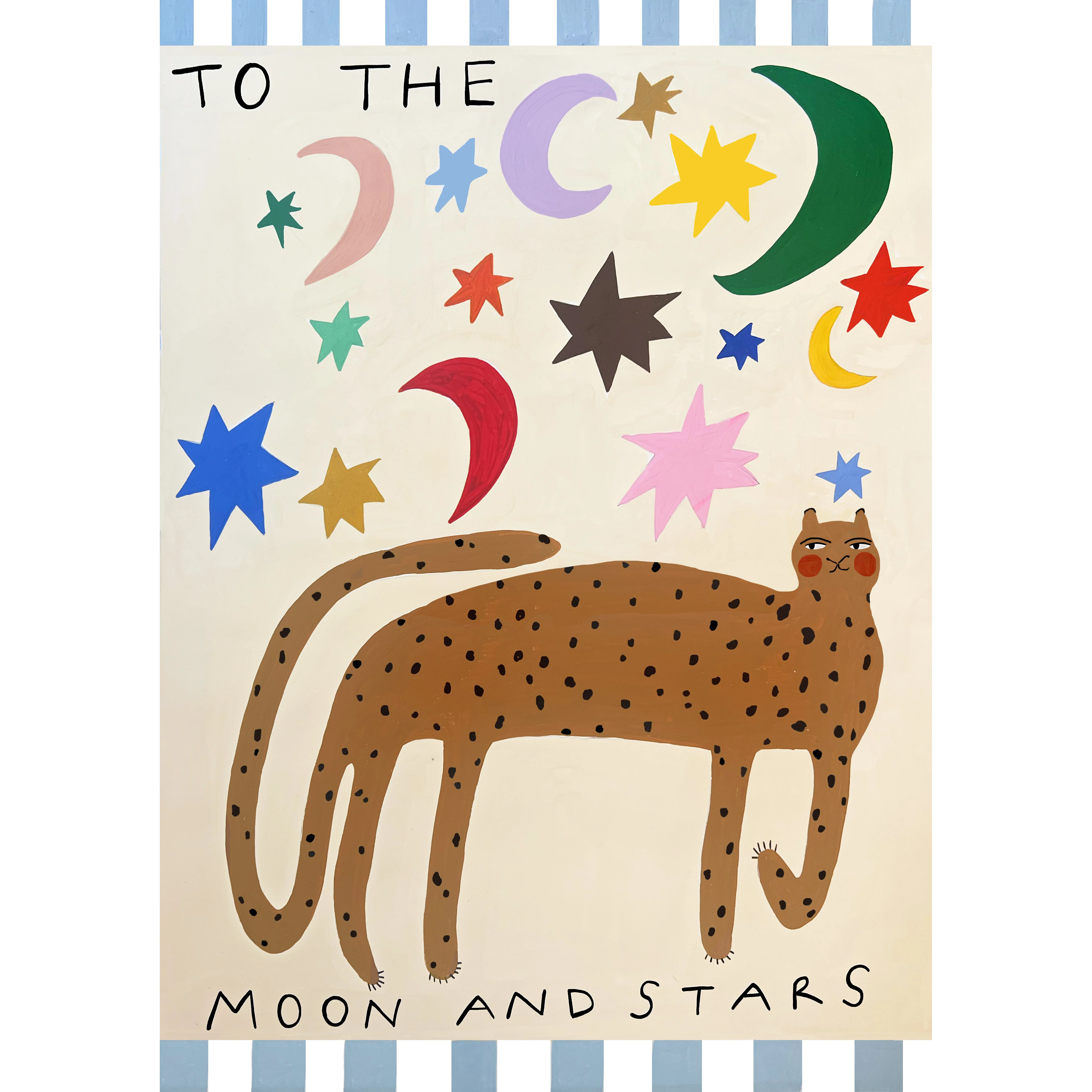 'To the Moon and Stars' Hand Painted Art Print (Black or Ivory) - Image 2