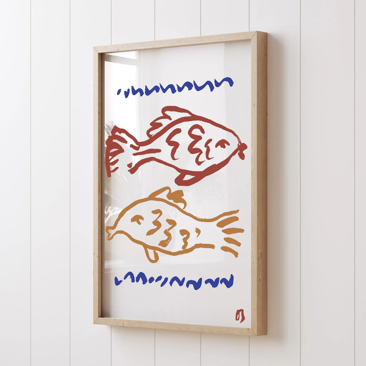 Two Fish in Red & Blue Art Print - Image 2